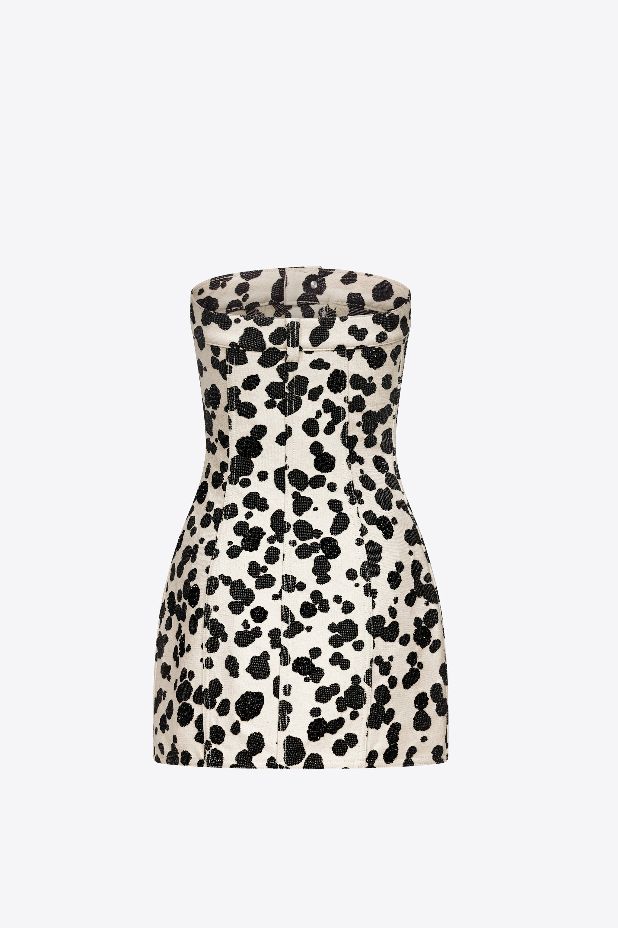 DALMATIAN DENIM STRAPLESS MINI DRESS - 2