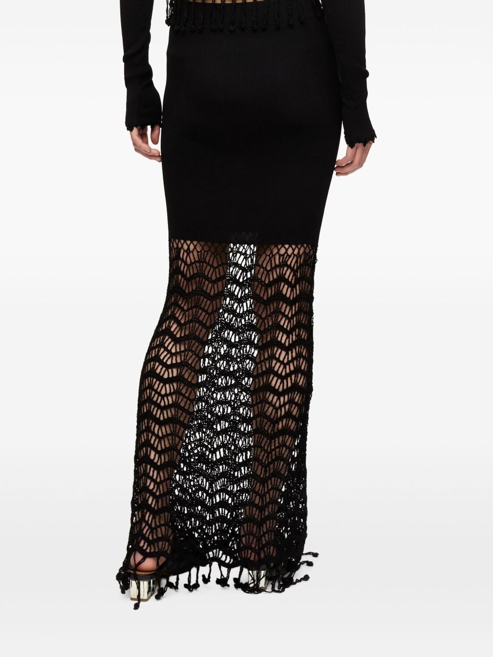 macramé-detailing maxi skirt - 4
