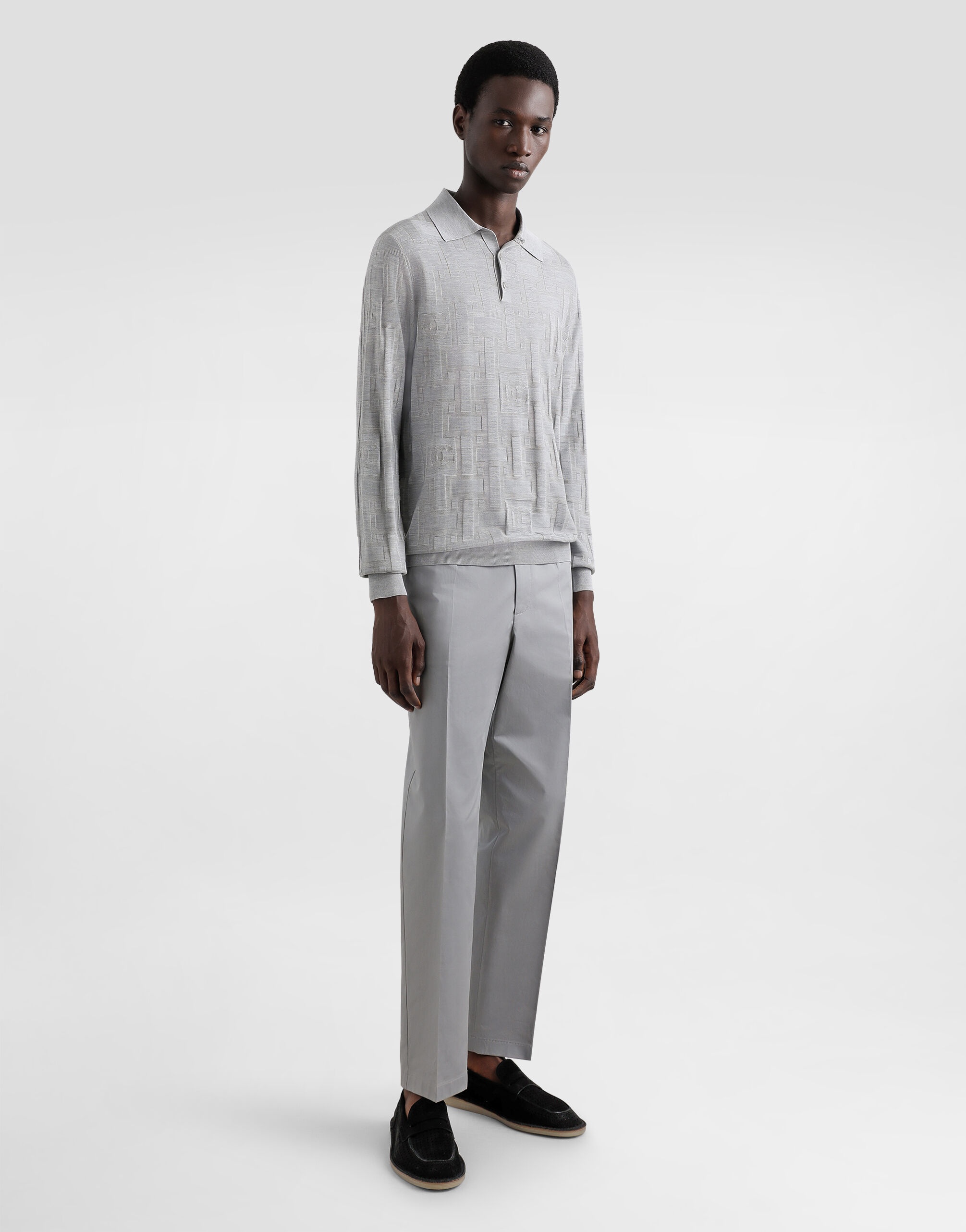 Silk polo-shirt with jacquard logo - 2