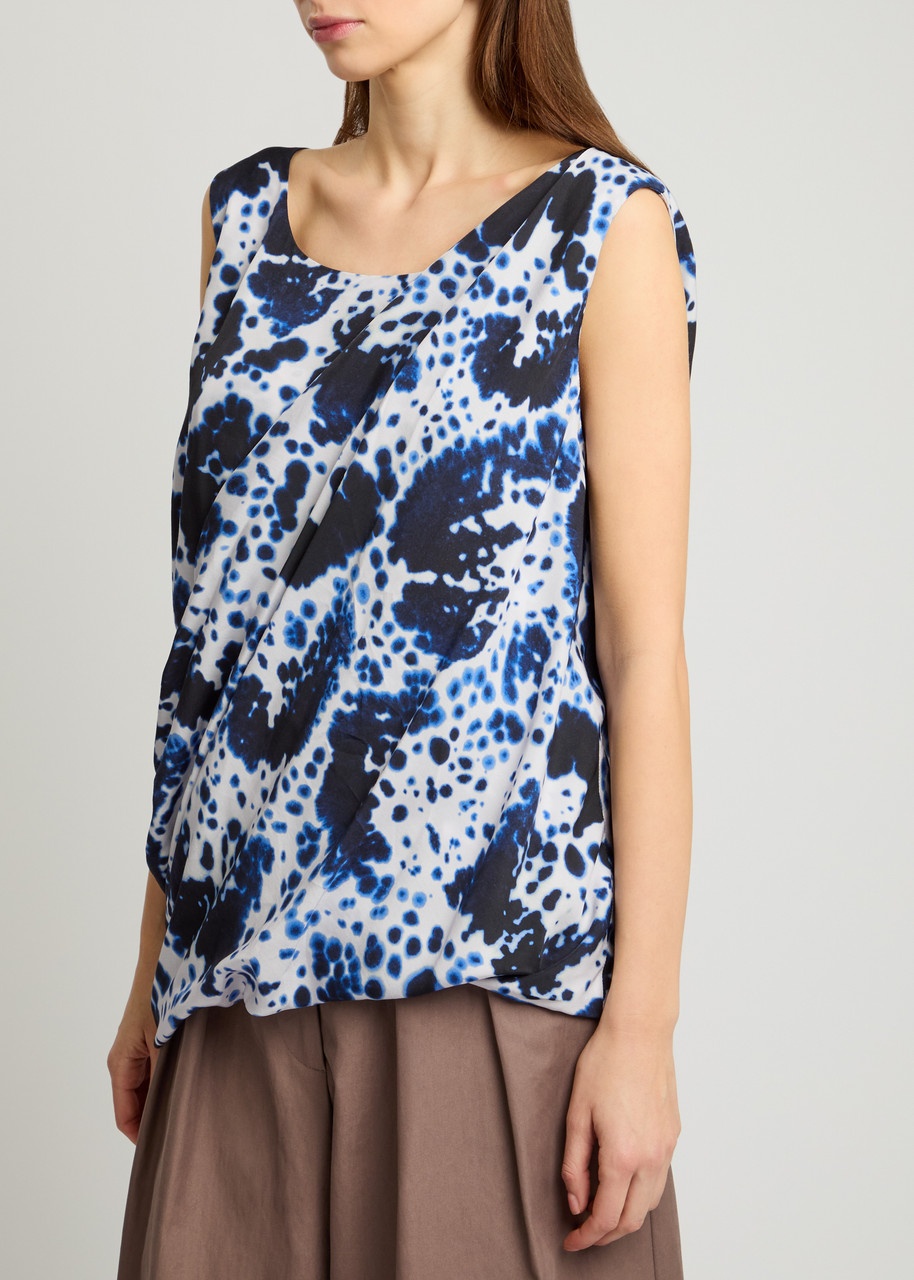 Dries Van Noten Cot Printed Matte Satin top - 2