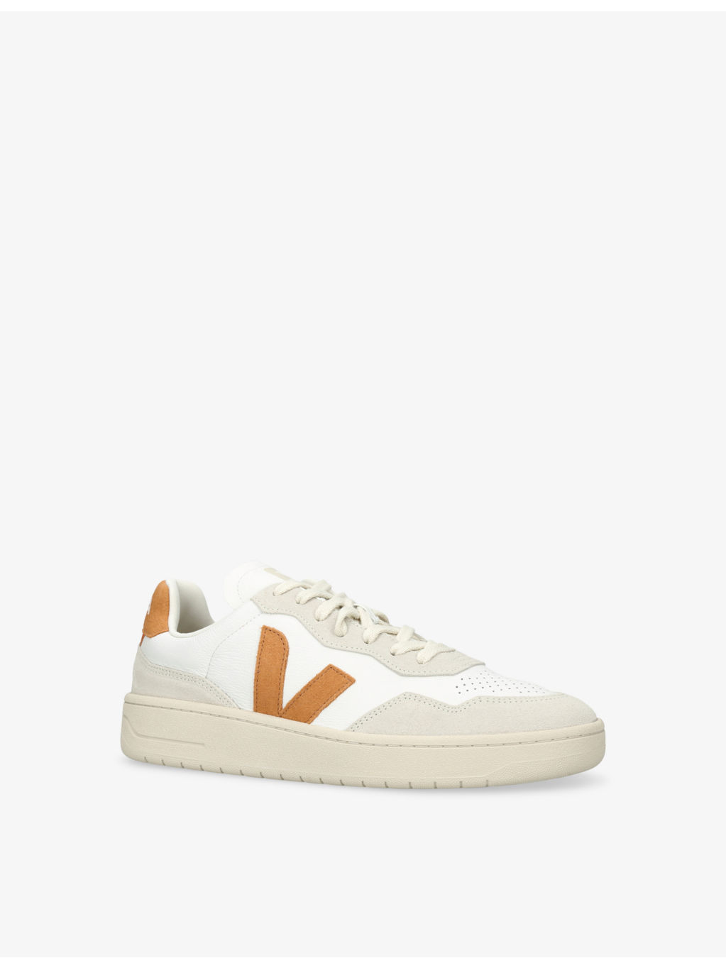 V-90 logo-embroidered leather low-top trainers - 3