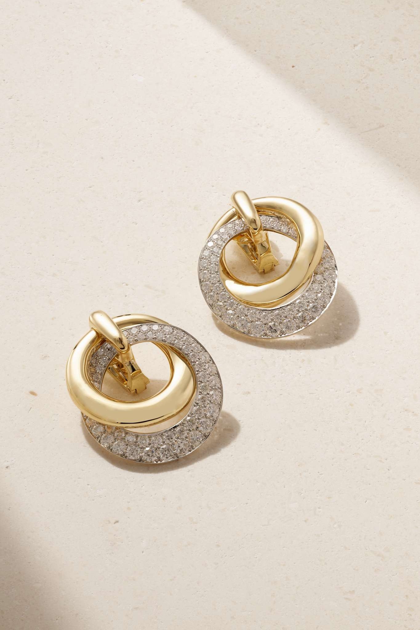 18-karat gold, platinum and diamond clip earrings - 1