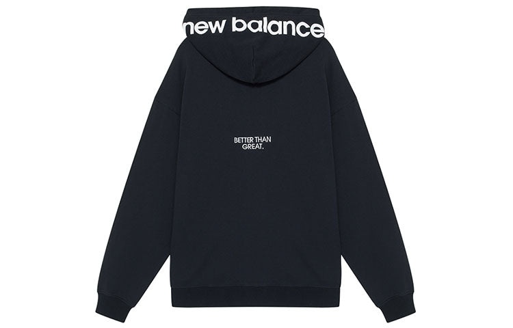 New Balance Logo Embroidered Sports Hooded Zipper Black MDA3E013-BK - 2