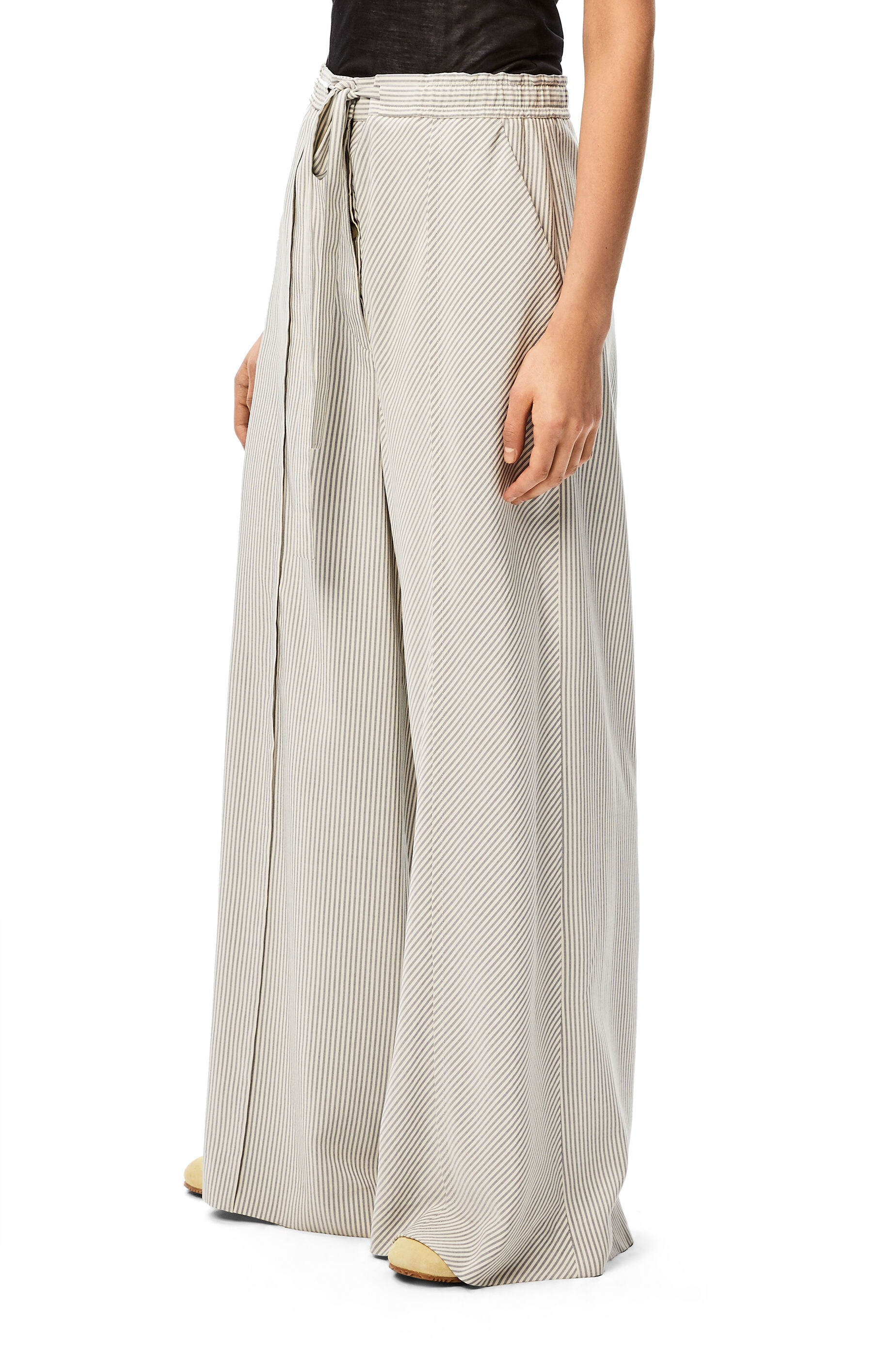 Drawstring fluid trousers in striped silk - 3