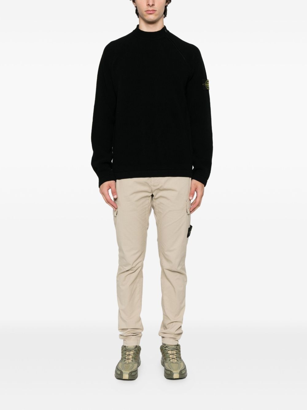 side-zip logo-patch jumper - 2