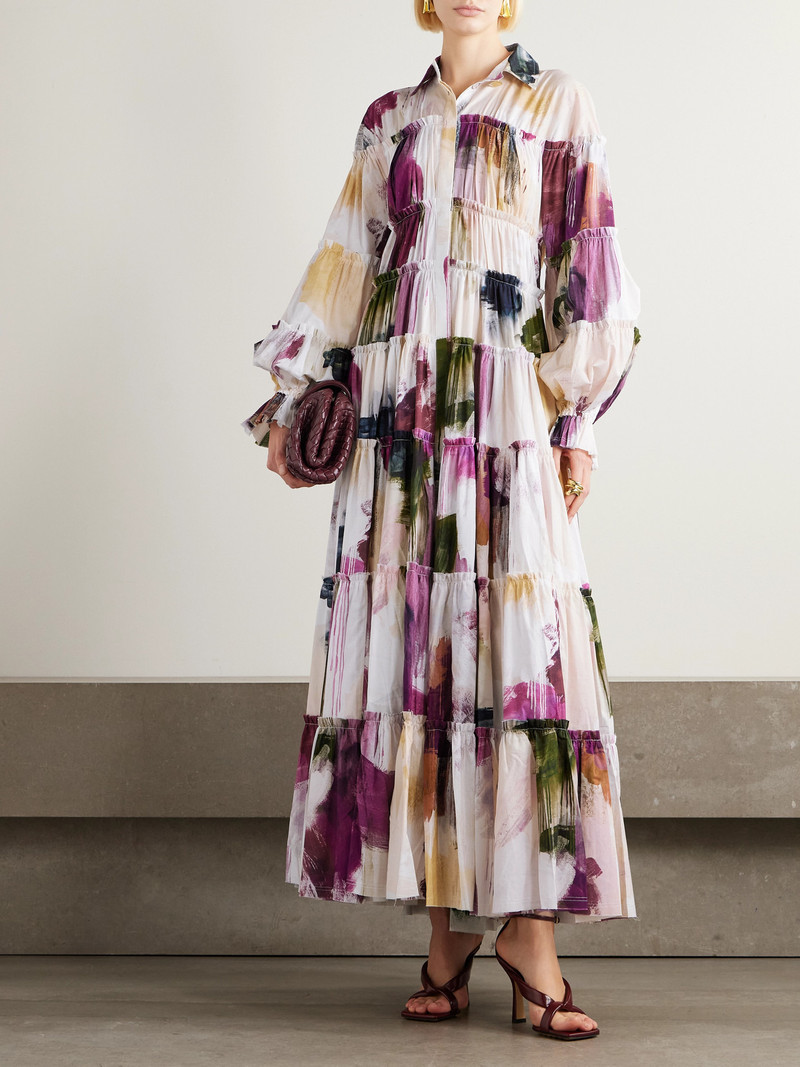 Aje. Cait Open-back Tiered Printed Cotton Maxi Dress outlook