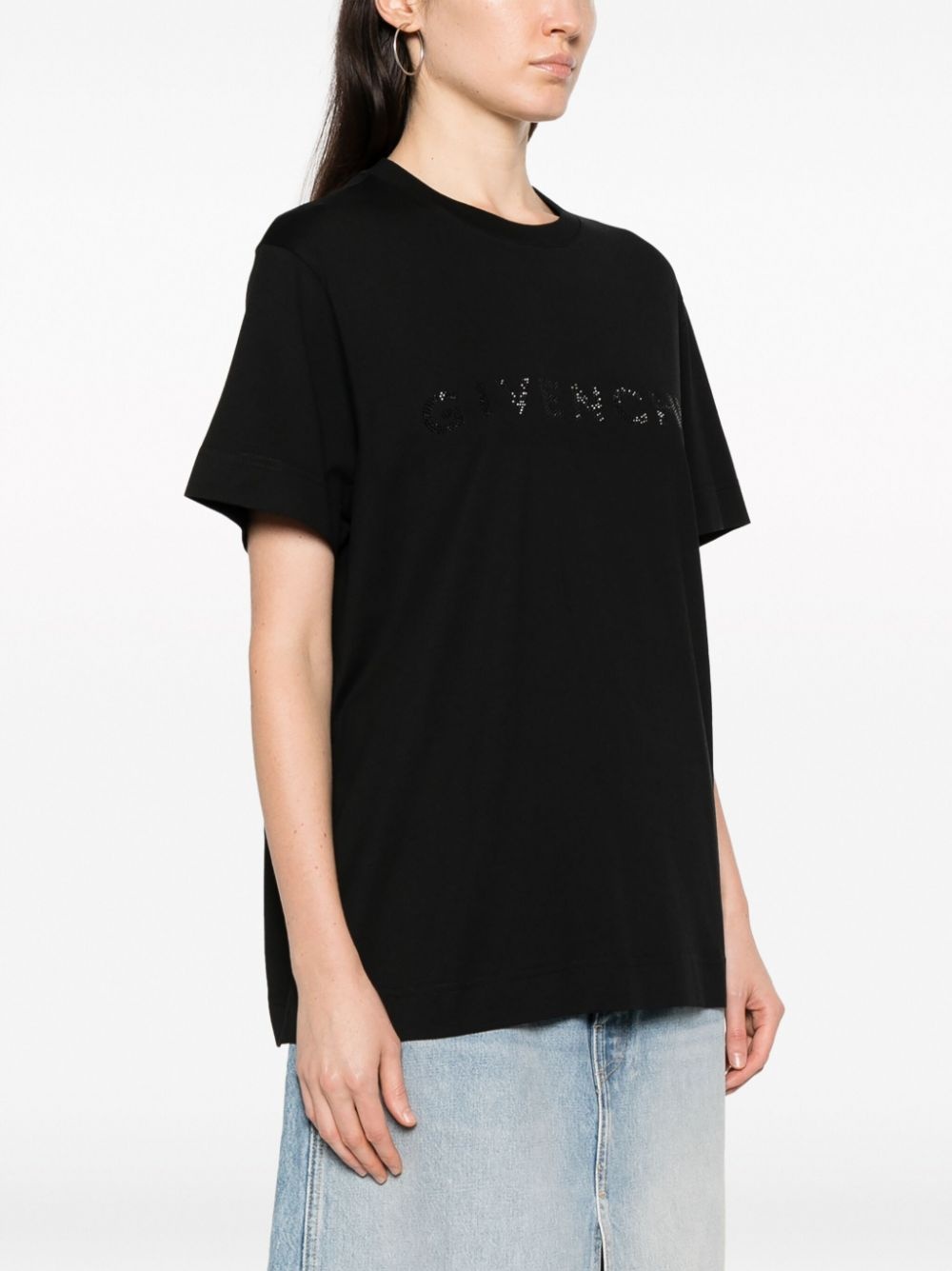 rhinestone-embellishment cotton T-shirt - 3