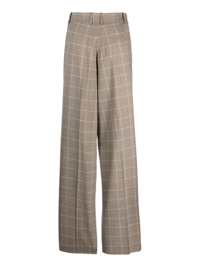 Étude windowpane-print wide-leg trousers outlook