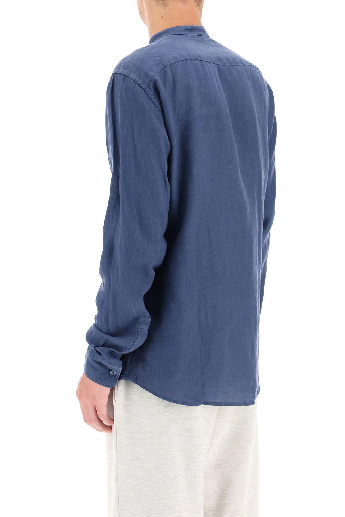 LINEN SHIRT WITH GURU COLLAR - 4