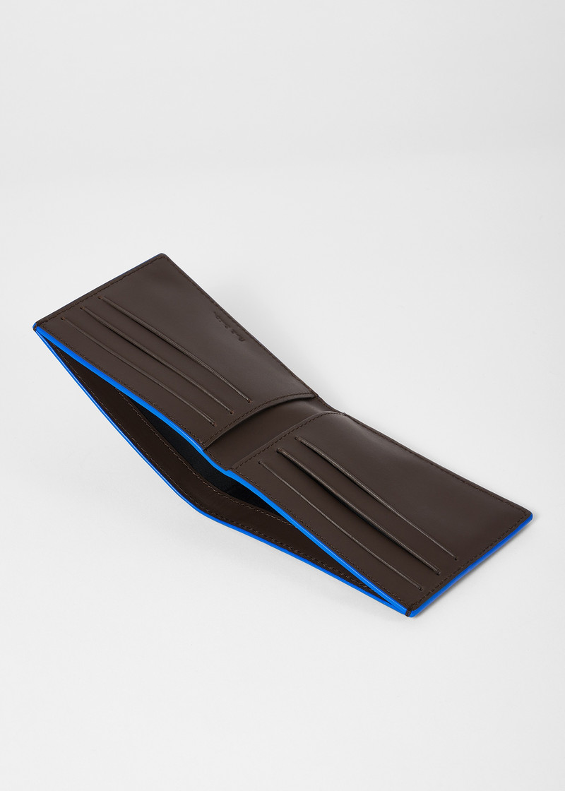 Brown Leather 'Contrast Logo' Compact Billfold Wallet 4