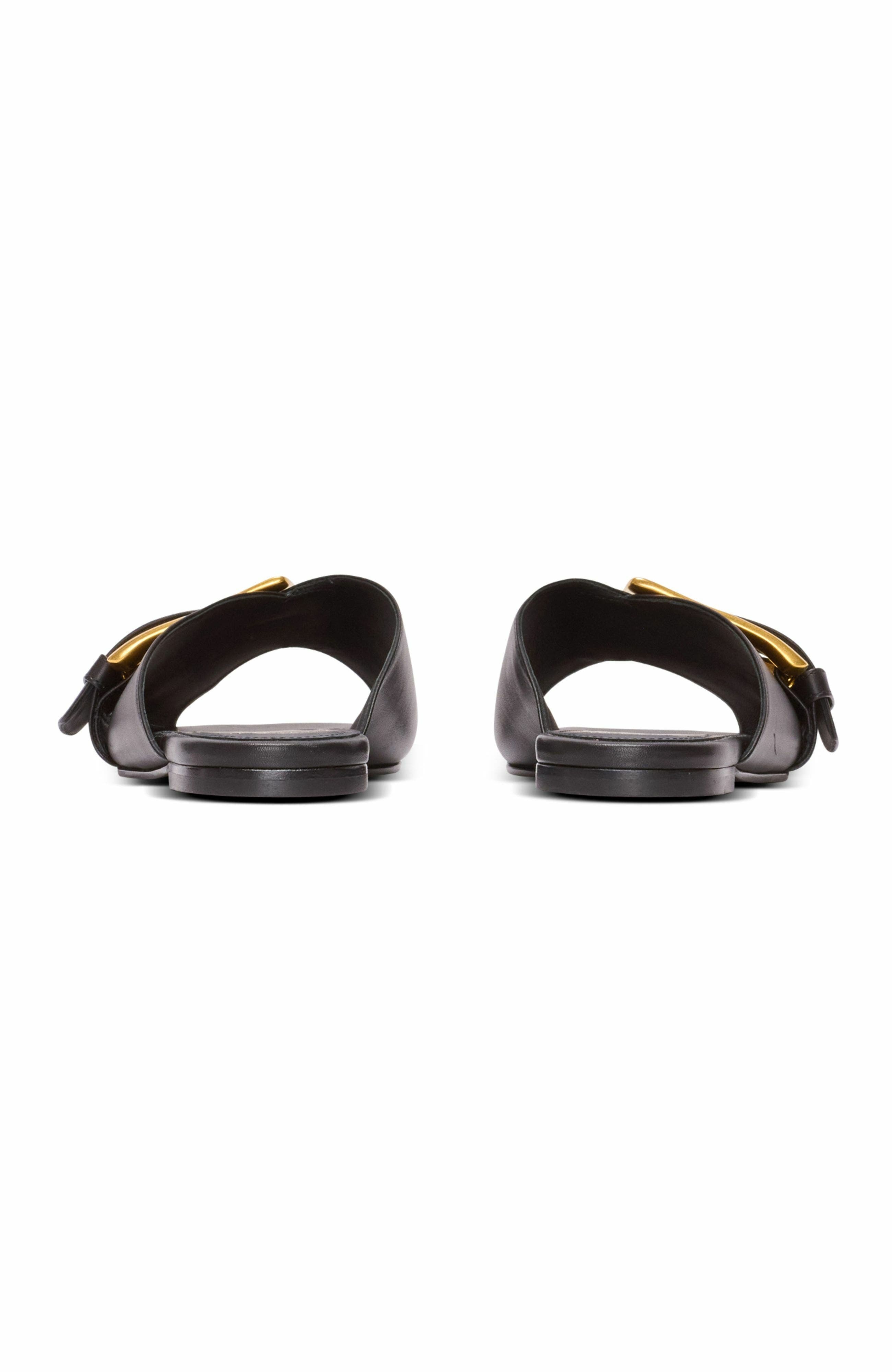 Balmain Anthem flat leather sandals in Black at Nordstrom - 3