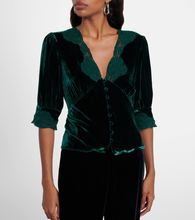 Amanda lace-trimmed velvet top 3