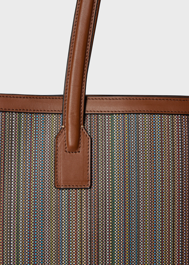 Women's 'Signature Stripe' Printed Canvas Tote Bag 4