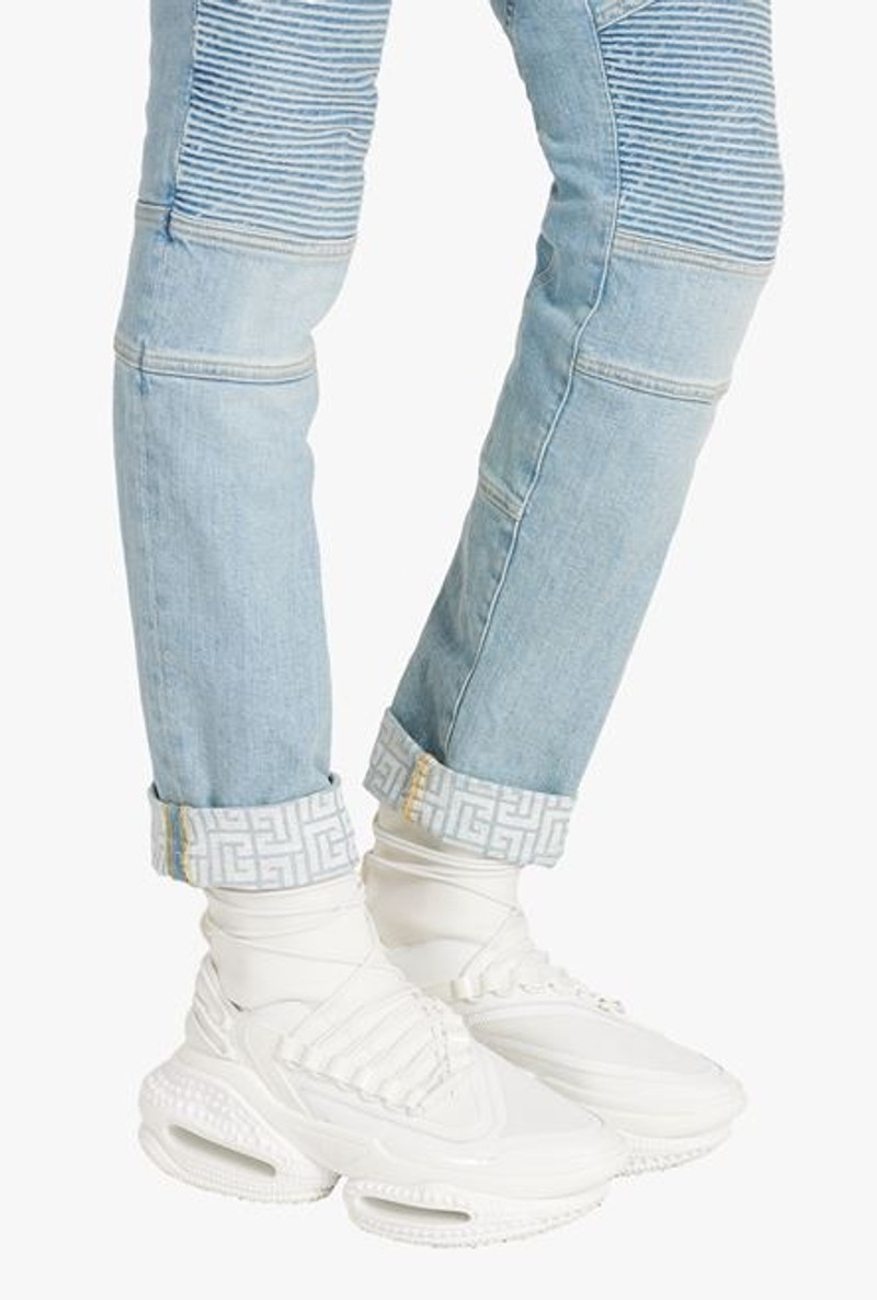Balmain White mesh and knit B-Bold Runner sneakers with elastic bands outlook