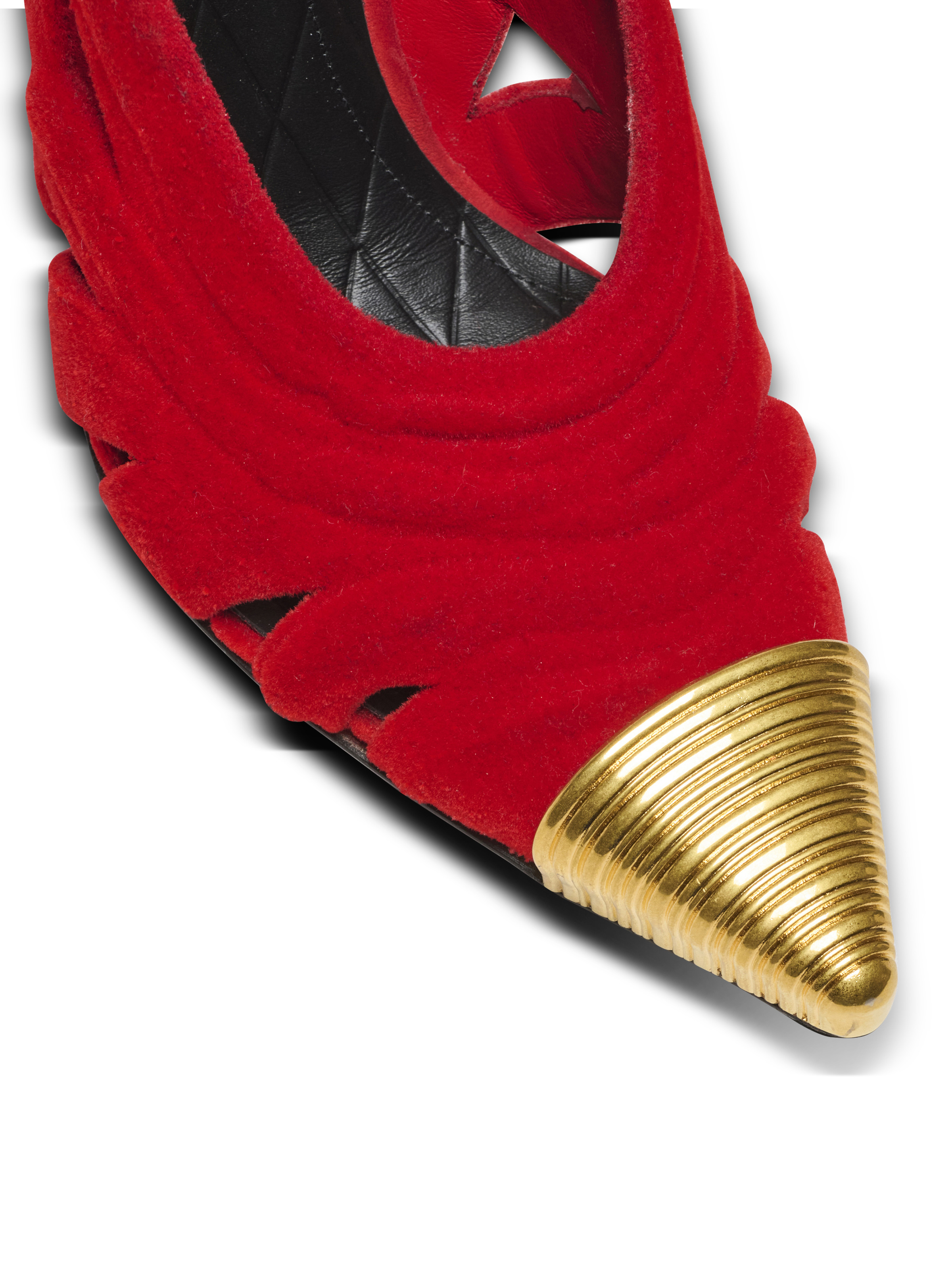 Lipstick pumps in suede leather and brass - 7