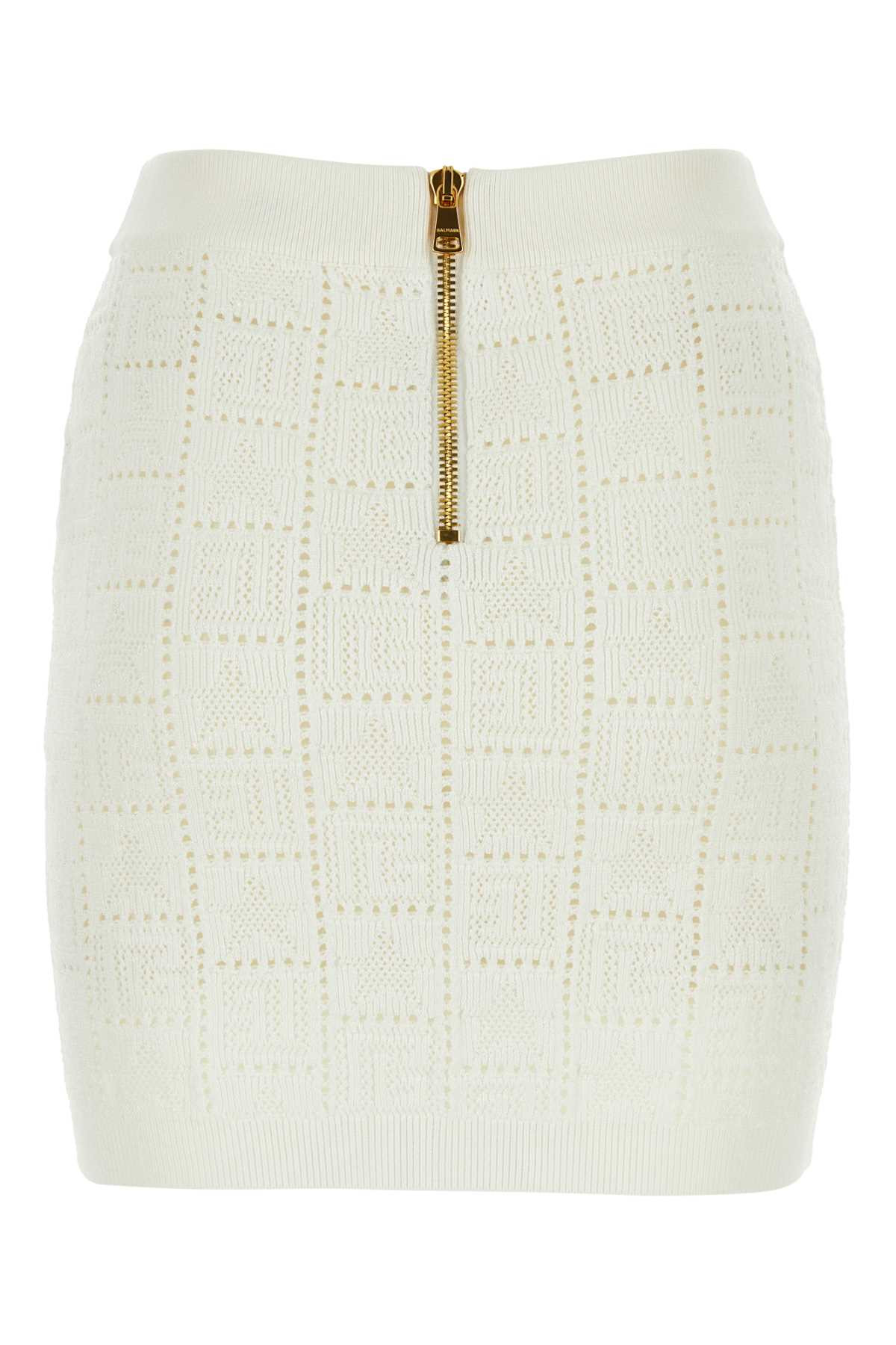 Balmain Women Ivory Viscose Blend Mini Skirt - 2