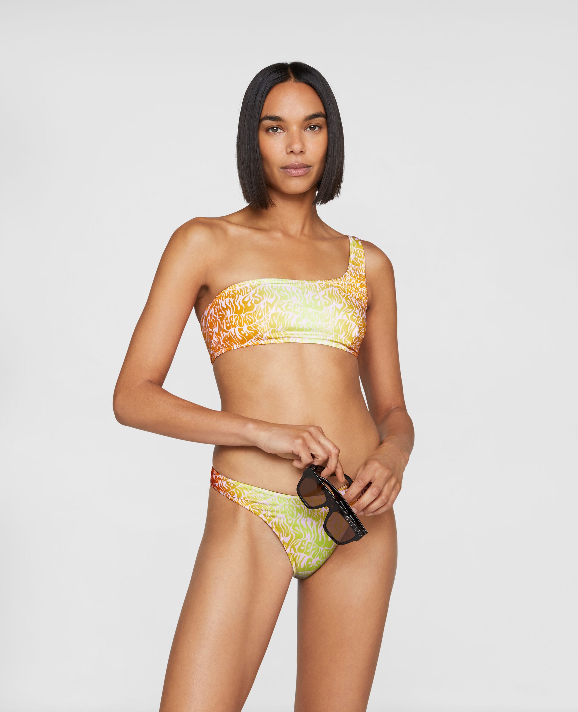 Smile Print One-Shoulder Bra - 2