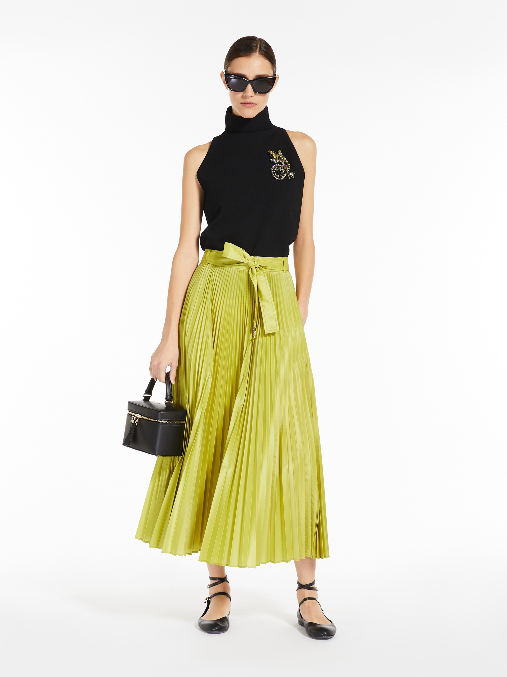 TAMBUTO Pleated silk blend skirt - 2