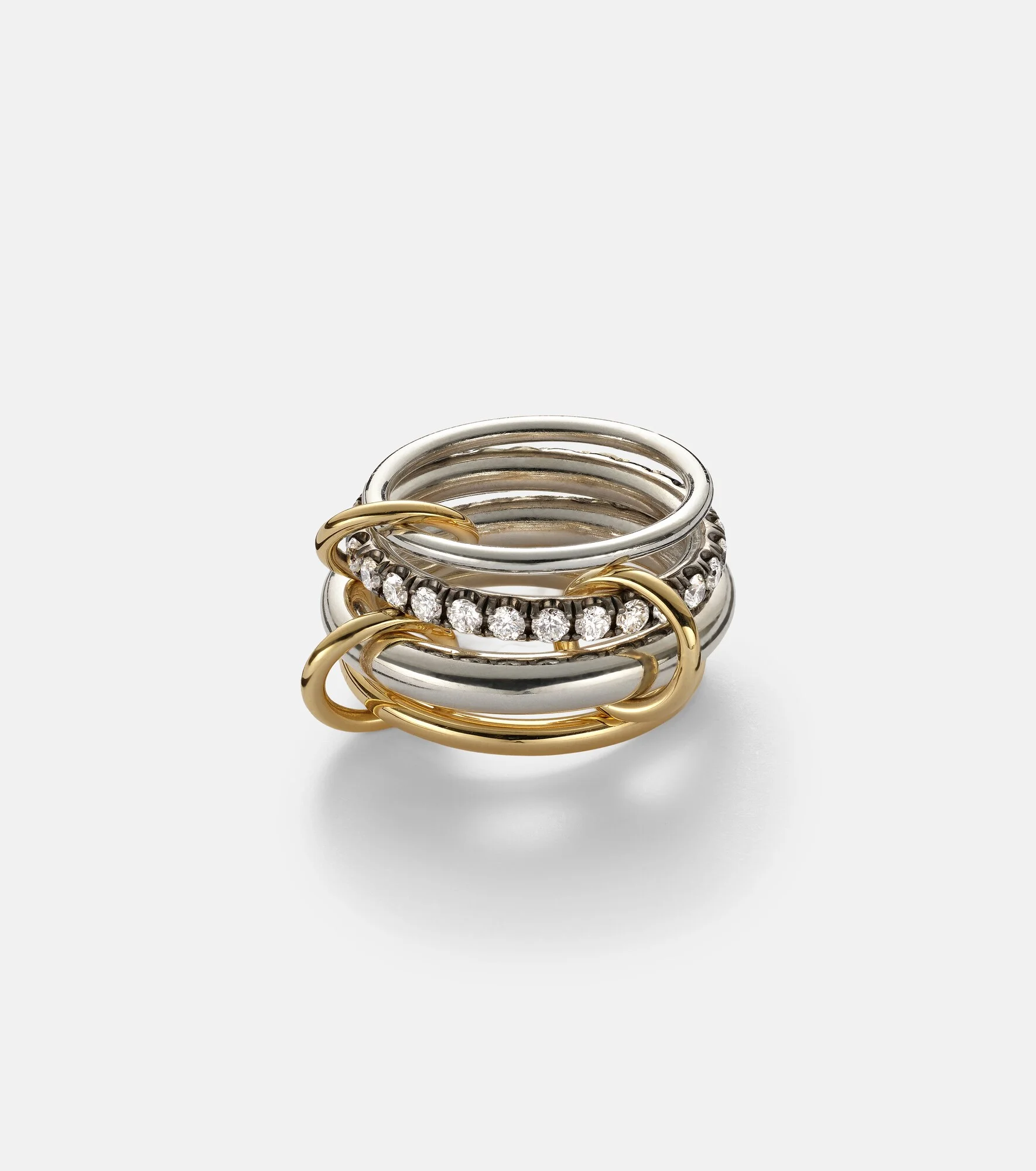 Janssen SG 18kt gold and sterling silver ring with diamonds - 1