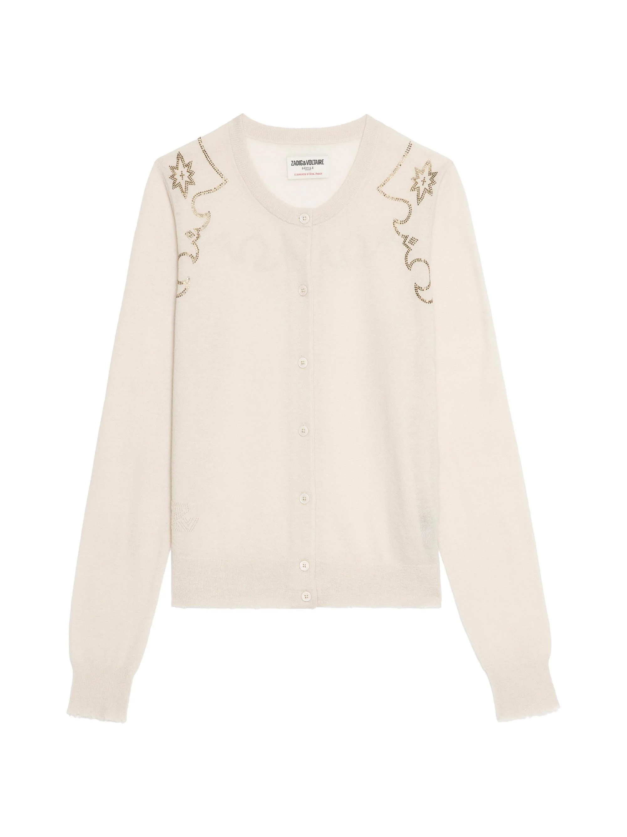 Women's Missya Rhinestone Cashmere Cardigan - Ecru - 1