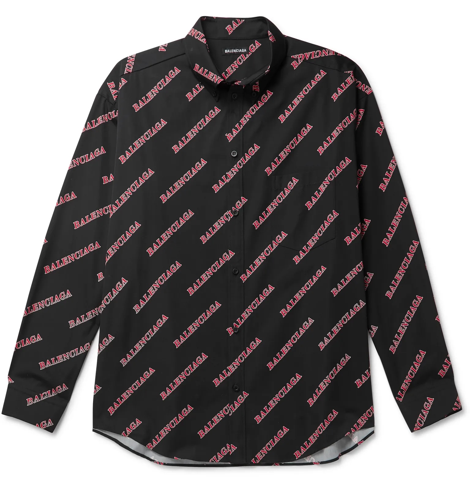 Button-Down Collar Oversized Logo-Print Cotton-Poplin Shirt - 1