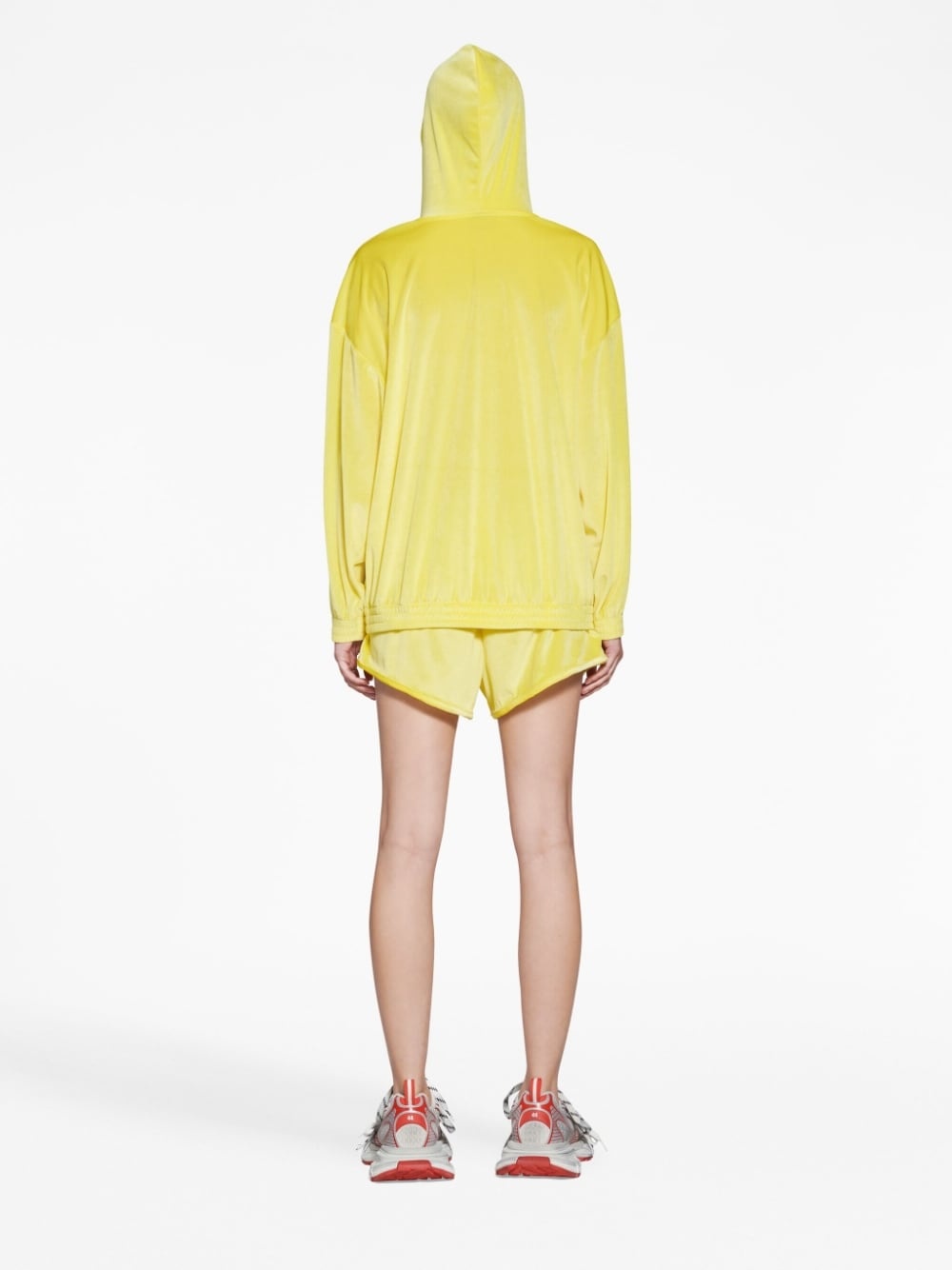 velvet-effect zip-up hoodie - 4