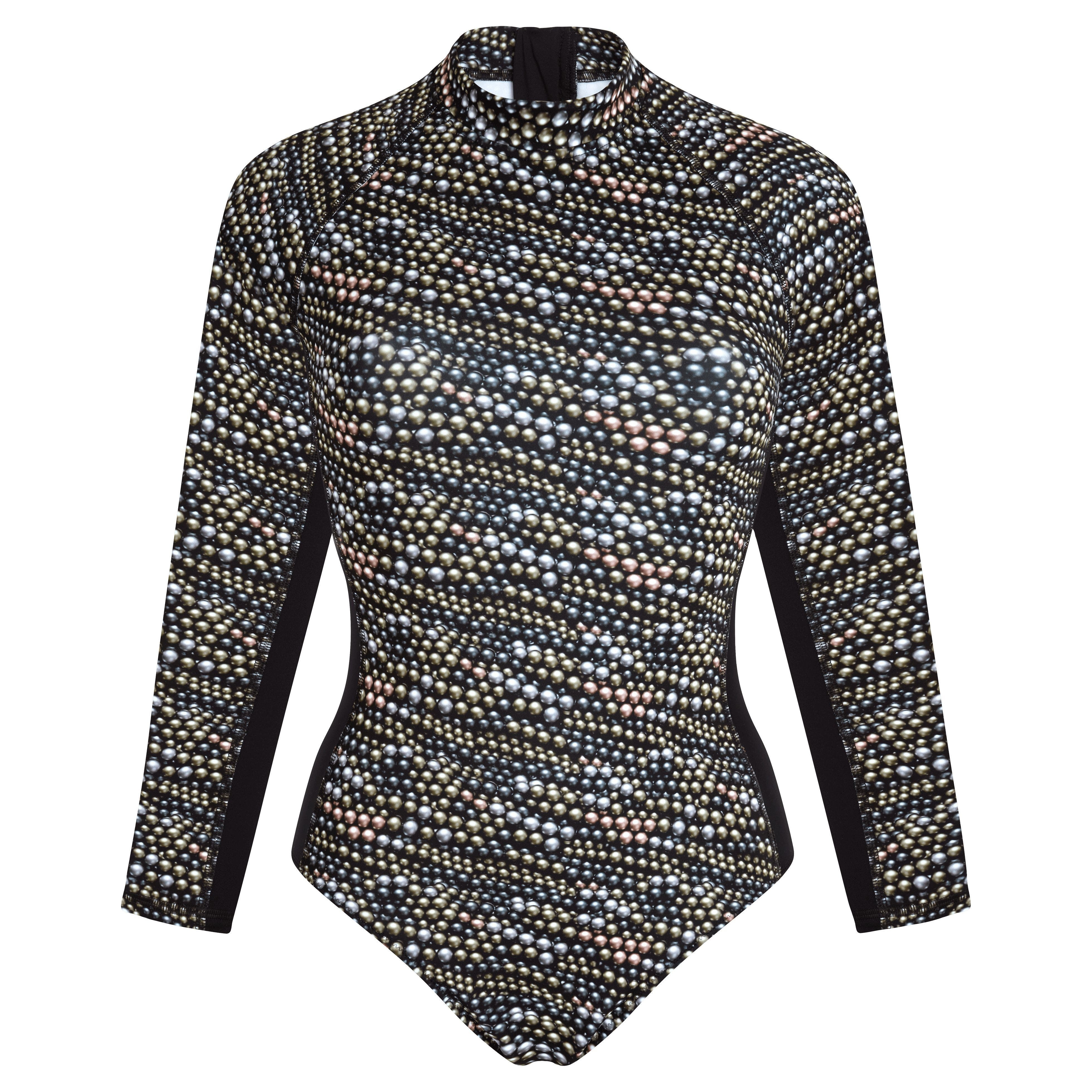 Vilebrequin Women's Pearl Neoprene UV Protection One-Piece Rashguard Swimsuit in Noir at Nordstrom - 3