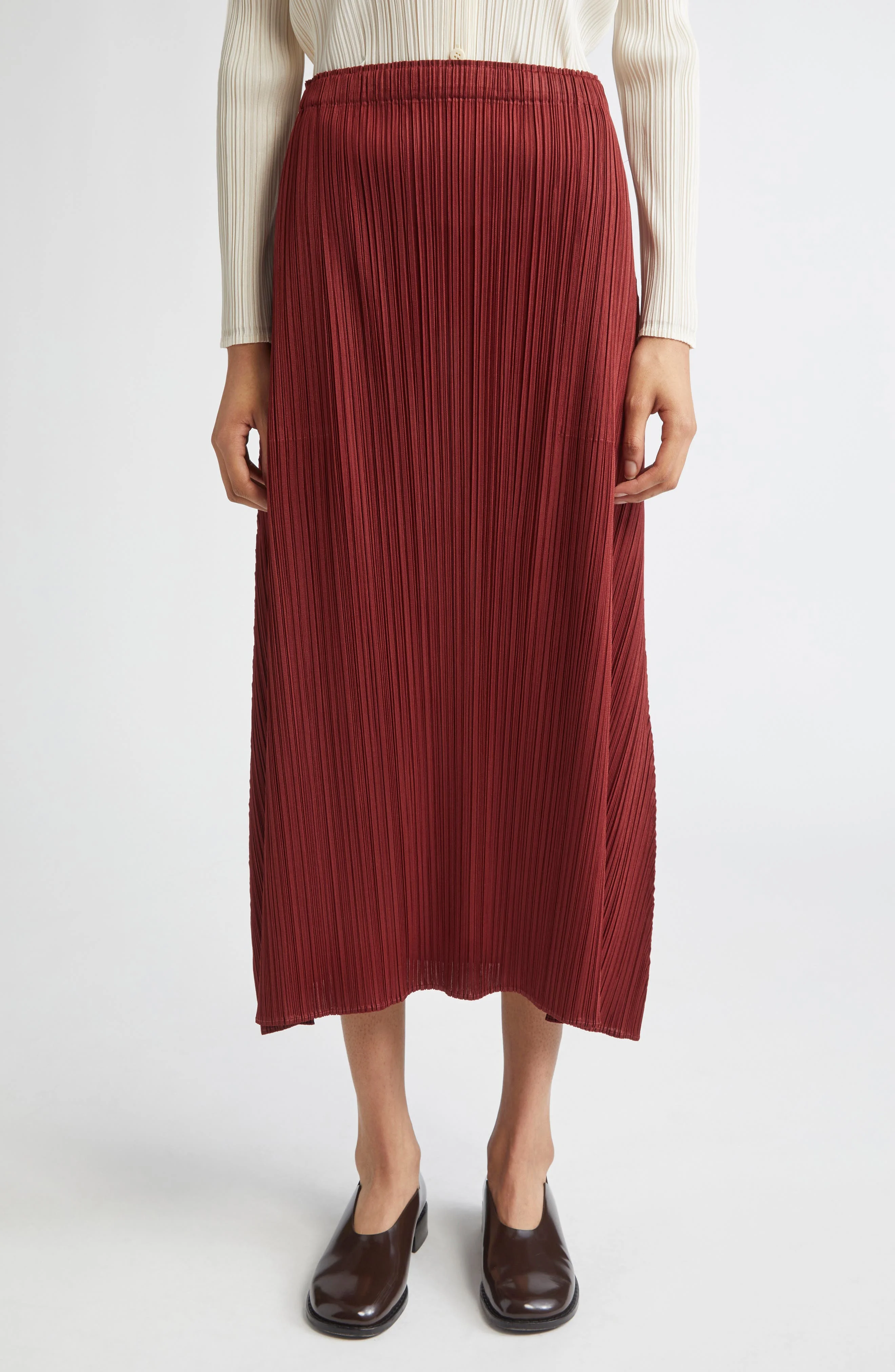Pleats Please Issey Miyake Monthly Colors October Pleated Midi Skirt in Brown Red at Nordstrom - 1
