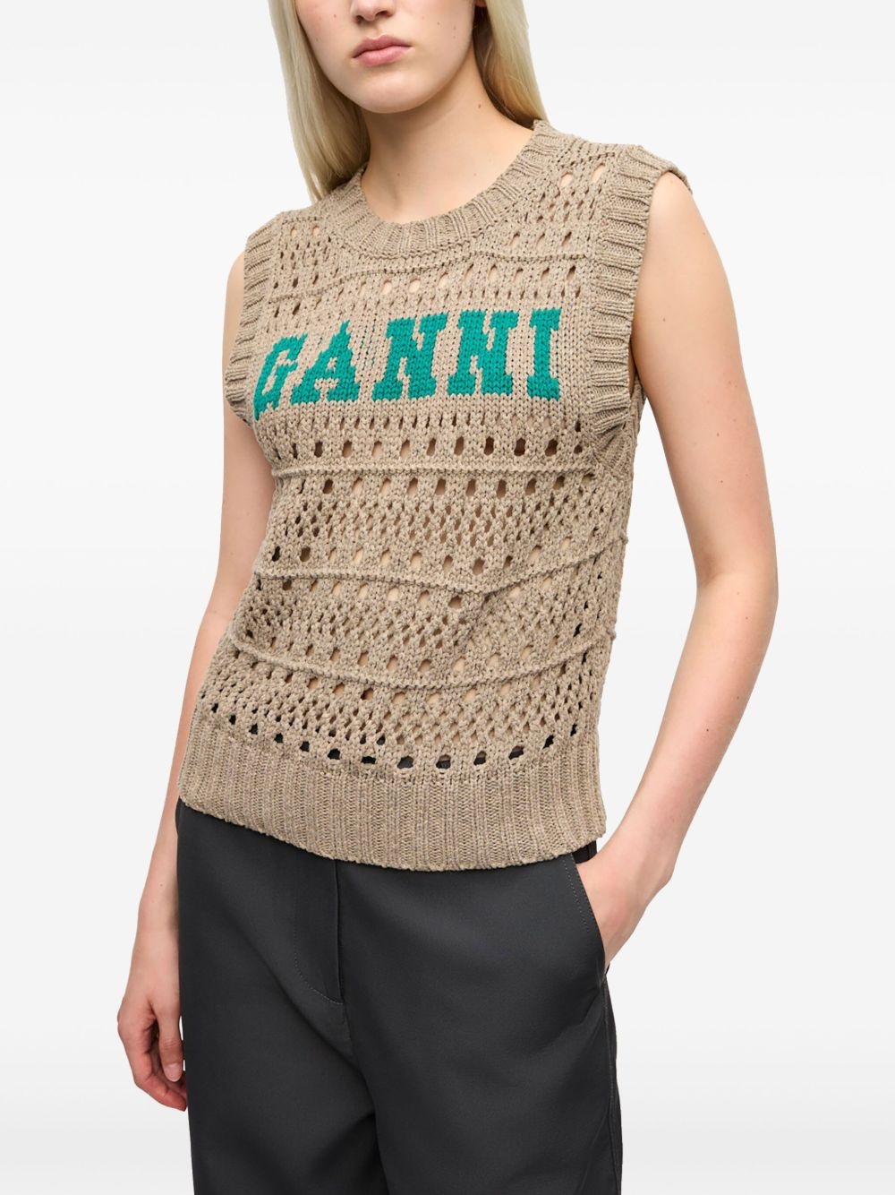 intarsia-knit logo top - 3