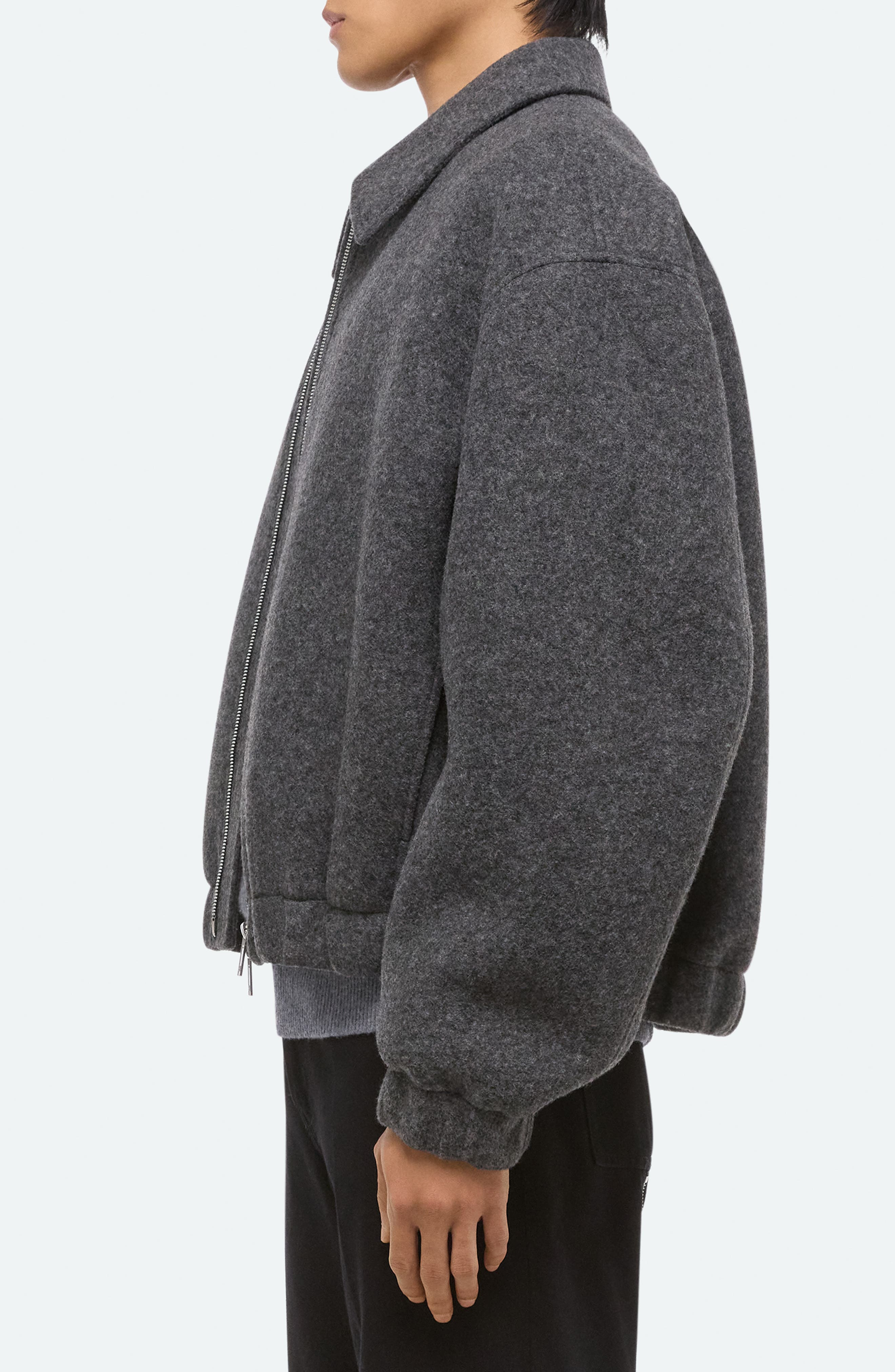 Helmut Lang Boiled Bomber in Grey Melange/Black at Nordstrom - 3