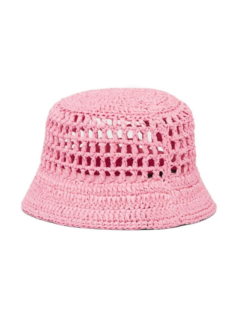 キャップ PRADA Embroidered Raffia Bucket Hat Prada Raffia Bucket Hat | Saks Fifth Avenue
