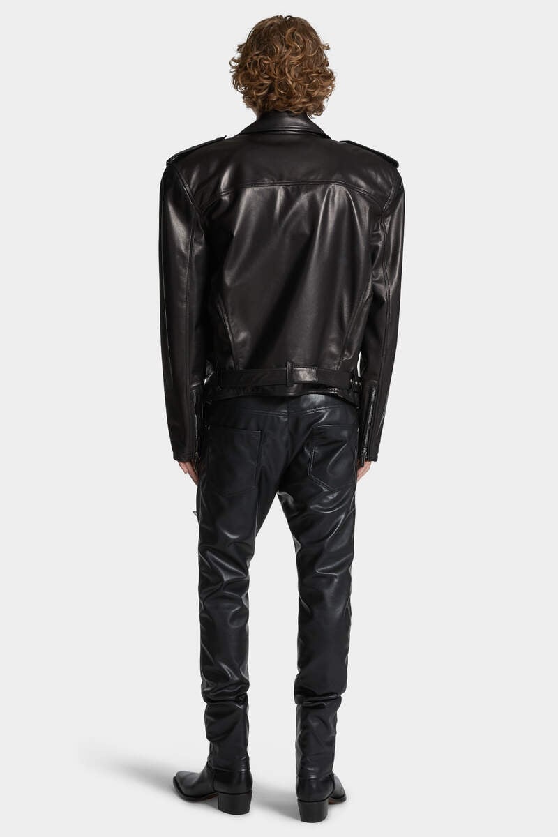 COOL GUY FAUX LEATHER JEANS - 4