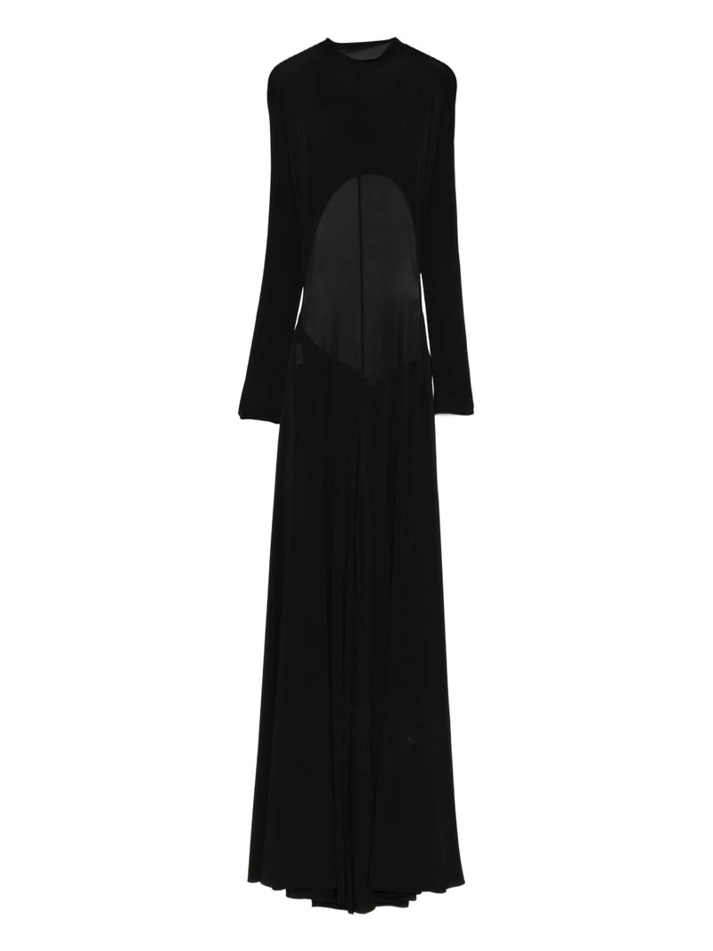 Alaïa ALAIA HNK LS PLEAT SHEER MAXI DRESS BLACK 1