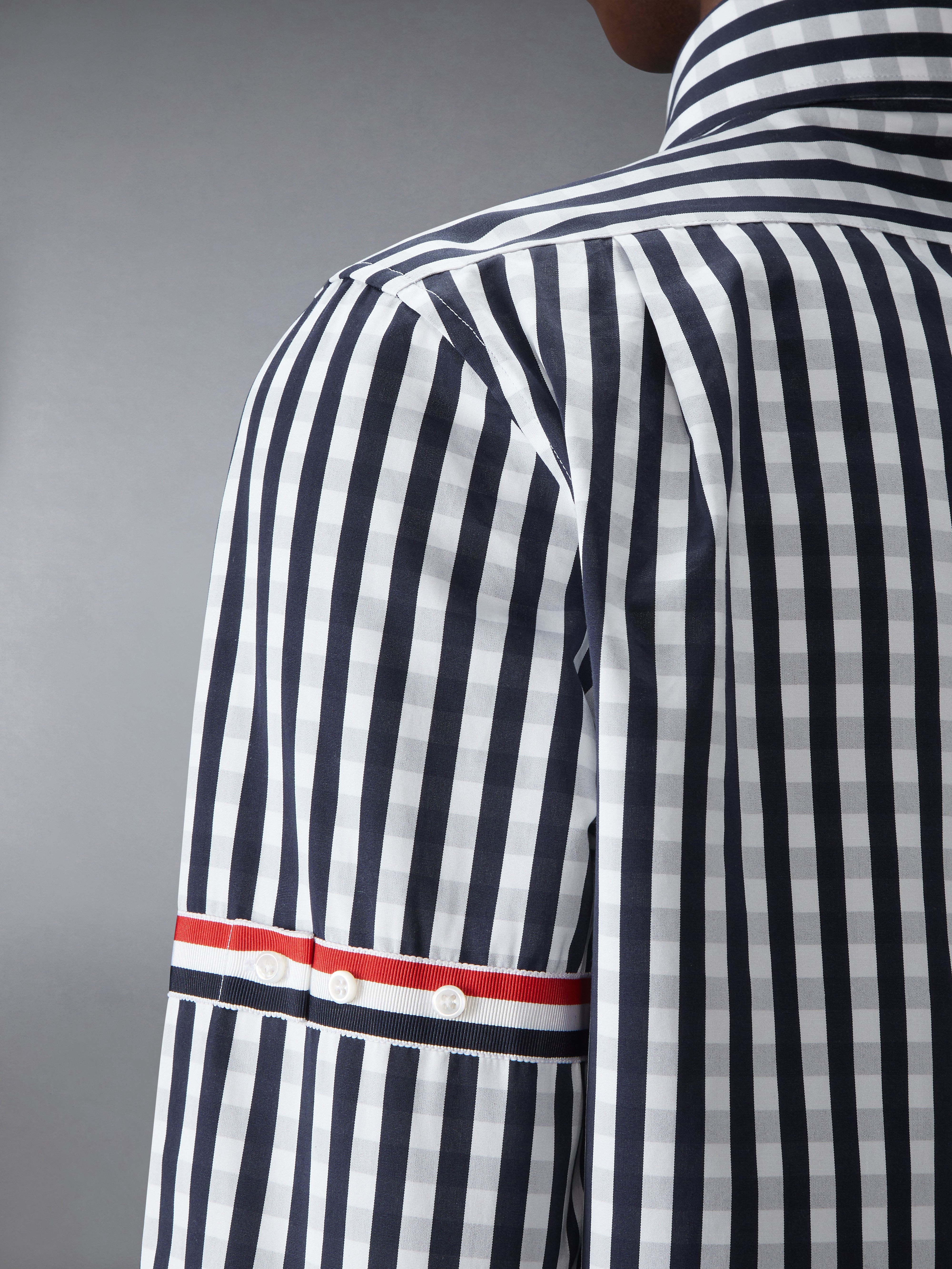 GINGHAM CHECK POPLIN ARMBAND SHIRT - 6