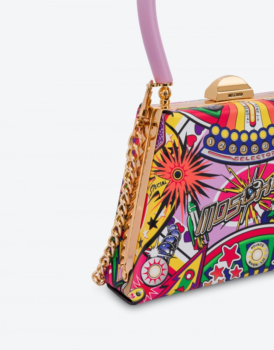 PINBALL PRINT CALFSKIN TRAPEZE BAG - 4