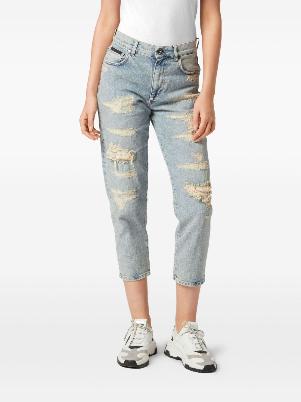 ripped cropped jeans - 3