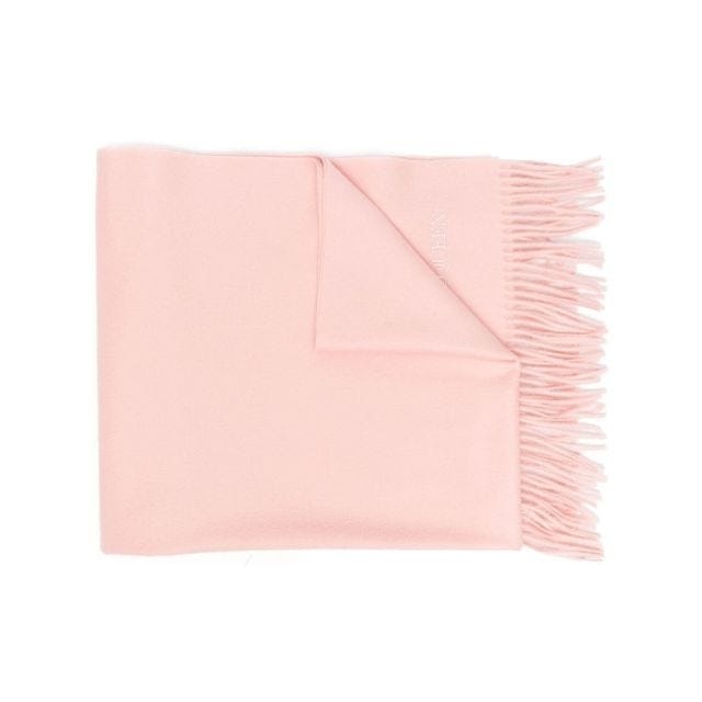 Pink scarf with embroidered logo and fringes - 1