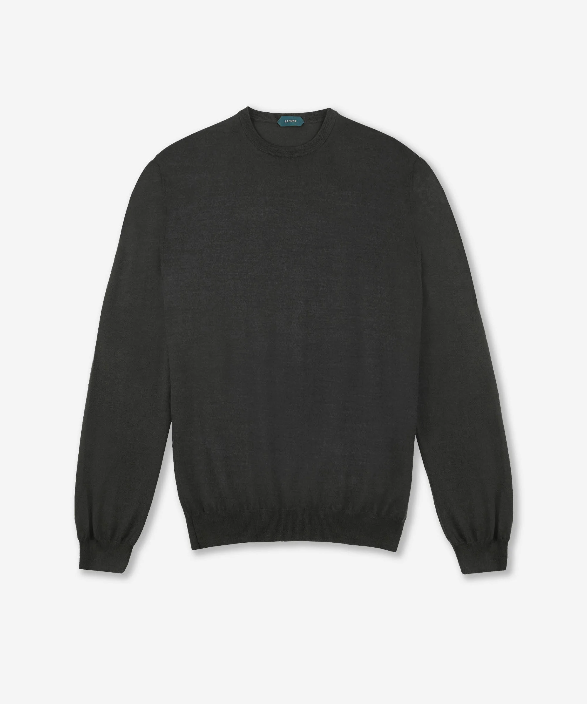 Slim-fit crew-neck sweater in certified Flexwool - 1