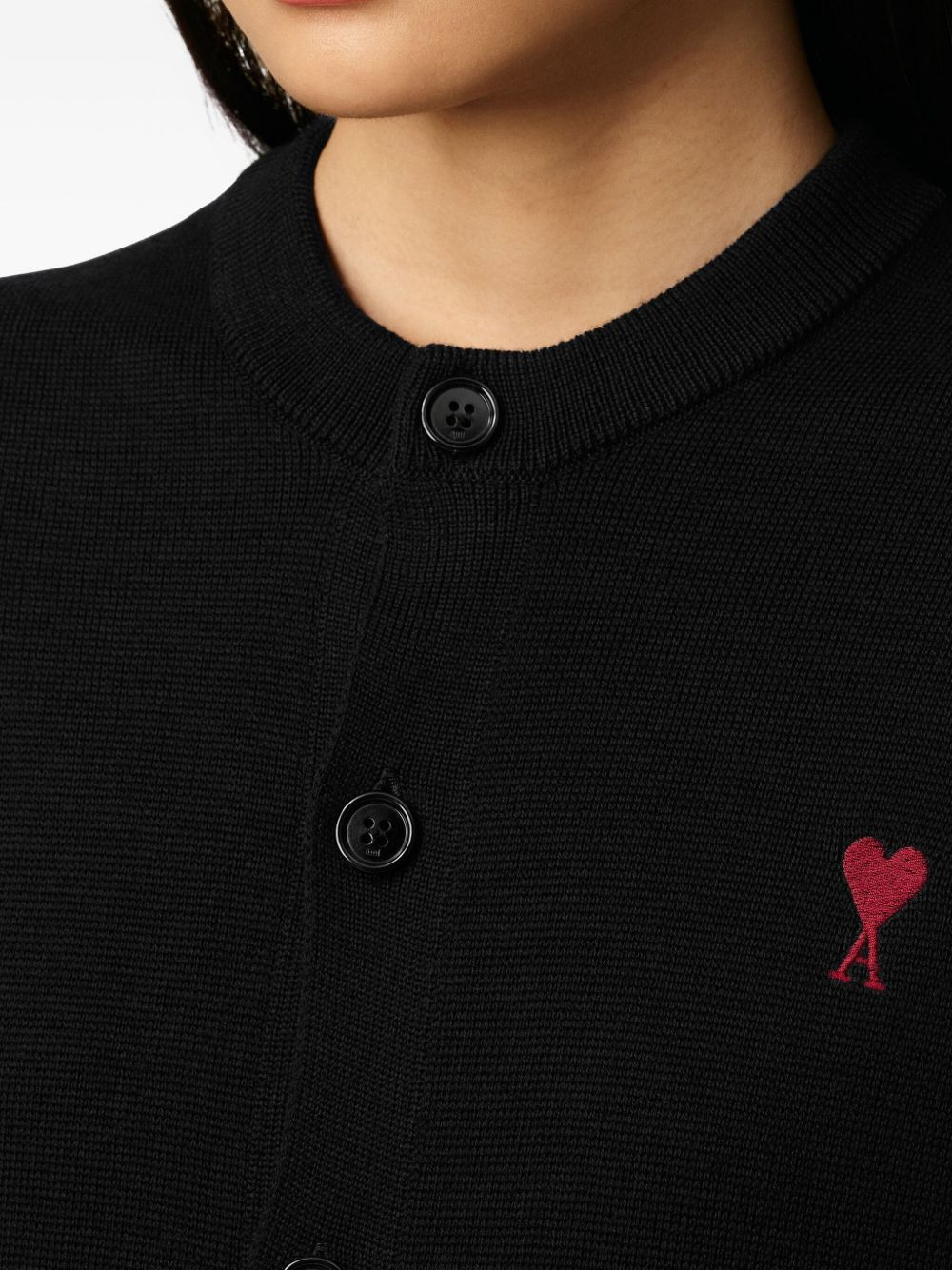 heart-embroidered wool cardigan - 5