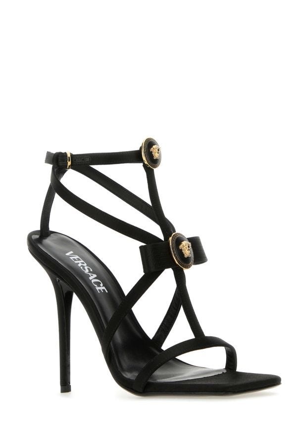 Versace Woman Black Satin Sandals - 2