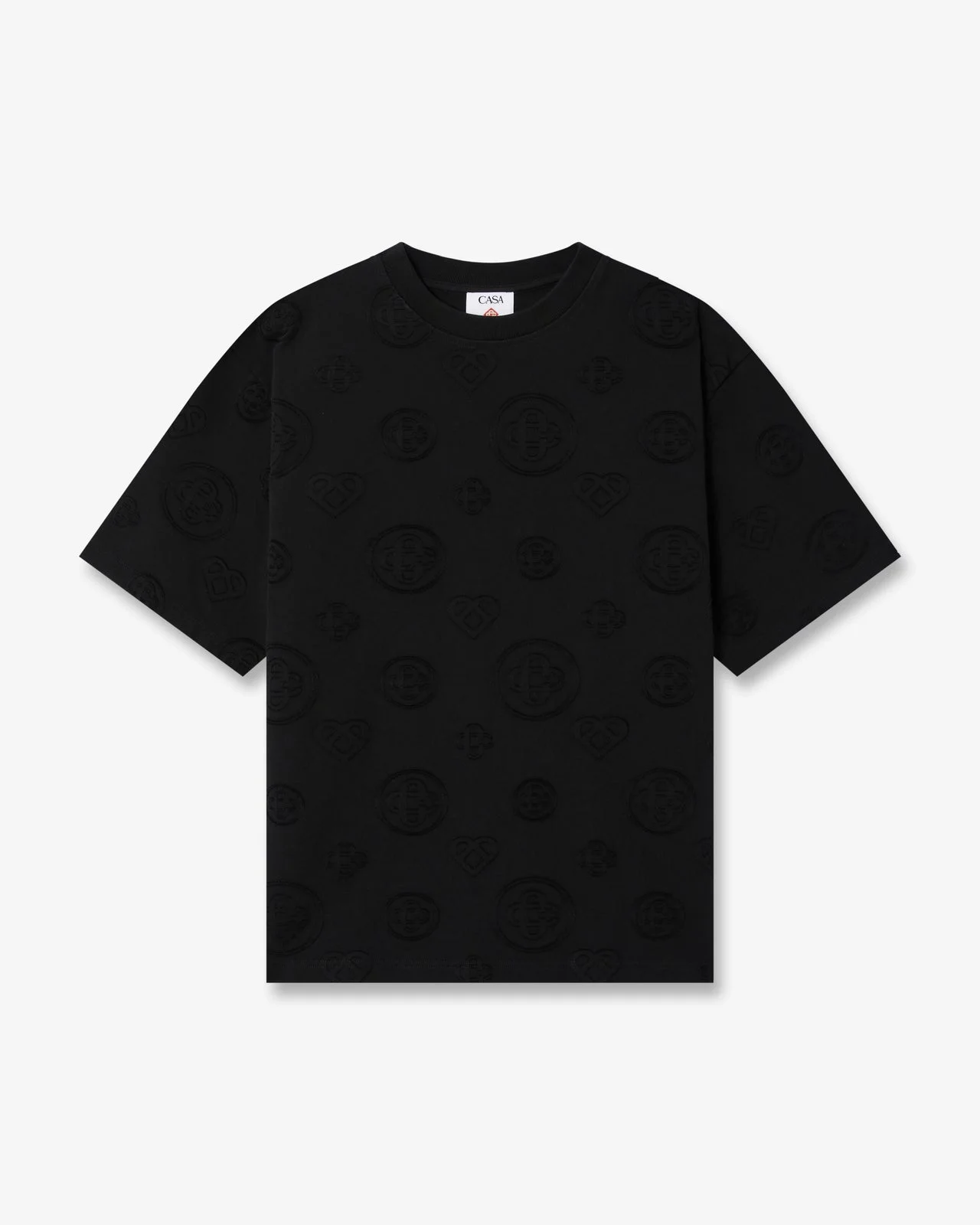 Black Applique Monogram Oversized Short Sleeve T-Shirt | Casablanca Paris - 1