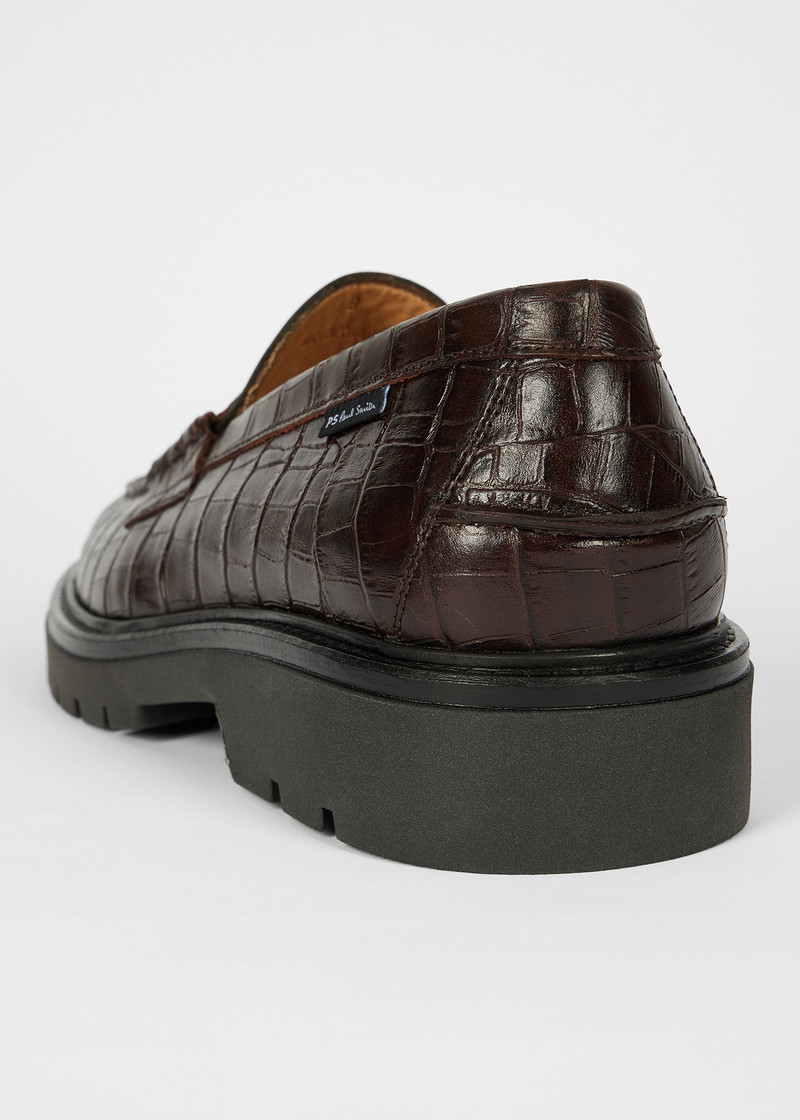 Brown Croc-Emboss 'Bolzano' Loafers 4