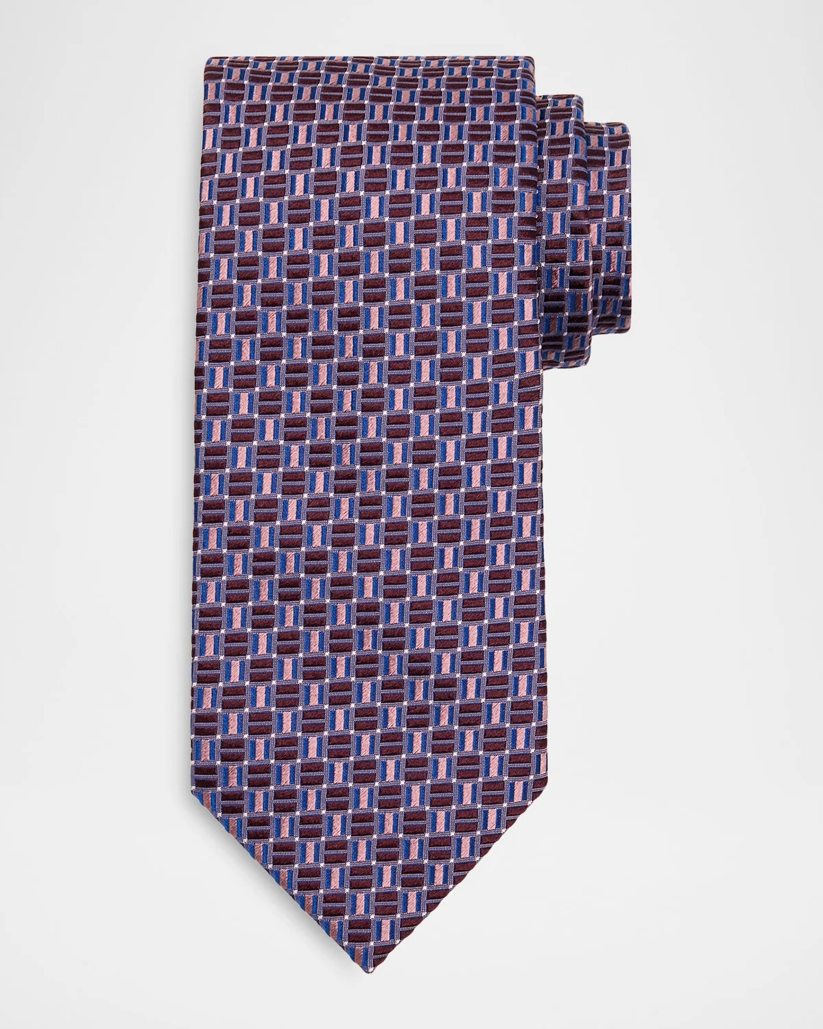 Men & apos;s Geometric Square Jacquard Silk Tie - 1