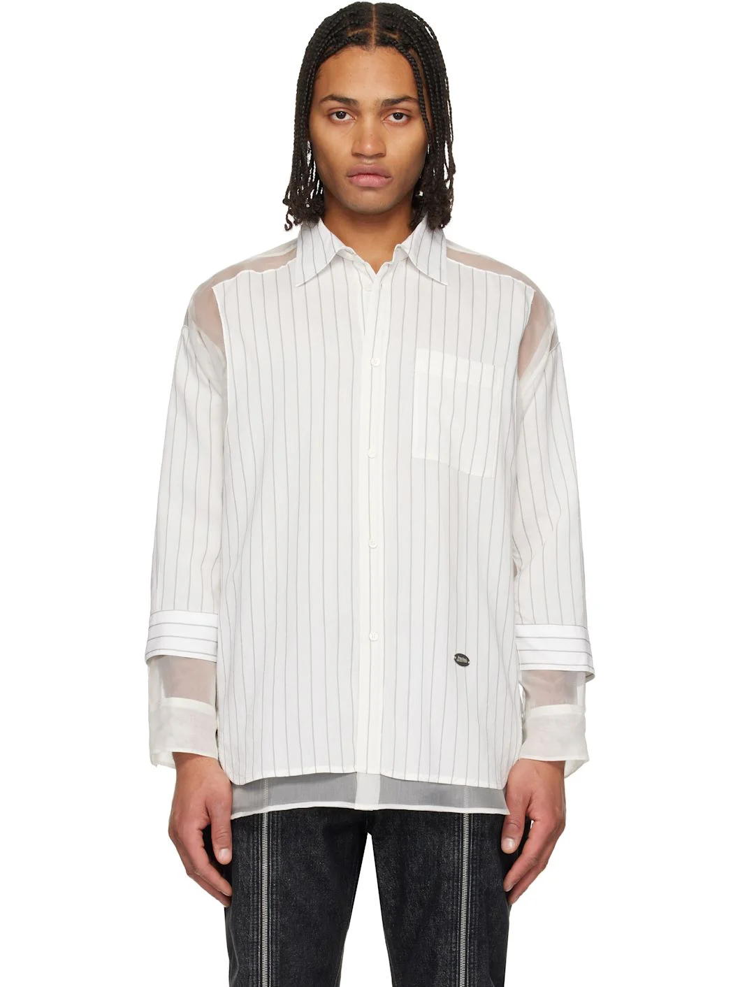 White 'The Petit-Grand Pinstriped' Shirt - 1