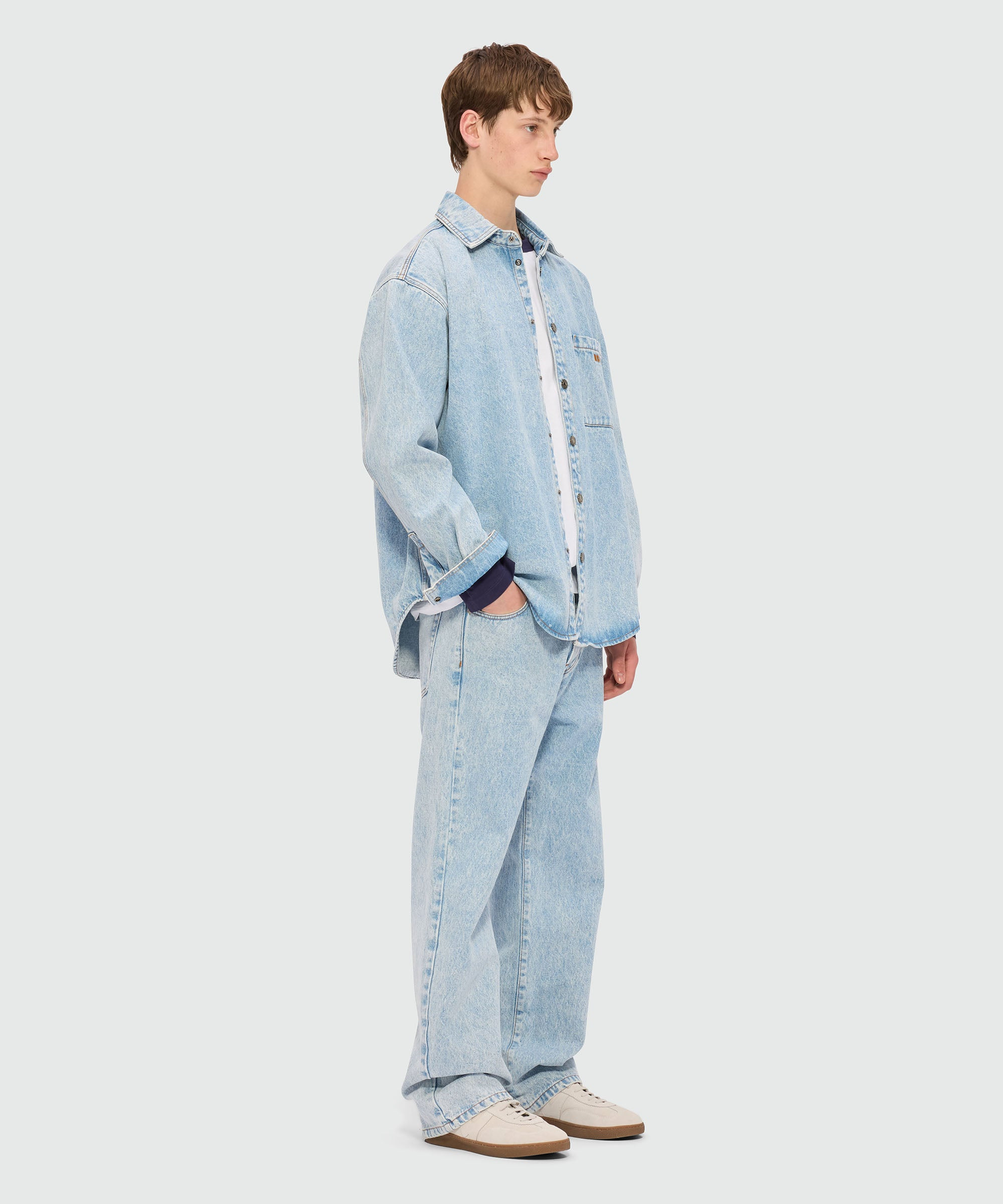 Light blue marbled denim shirt - 4