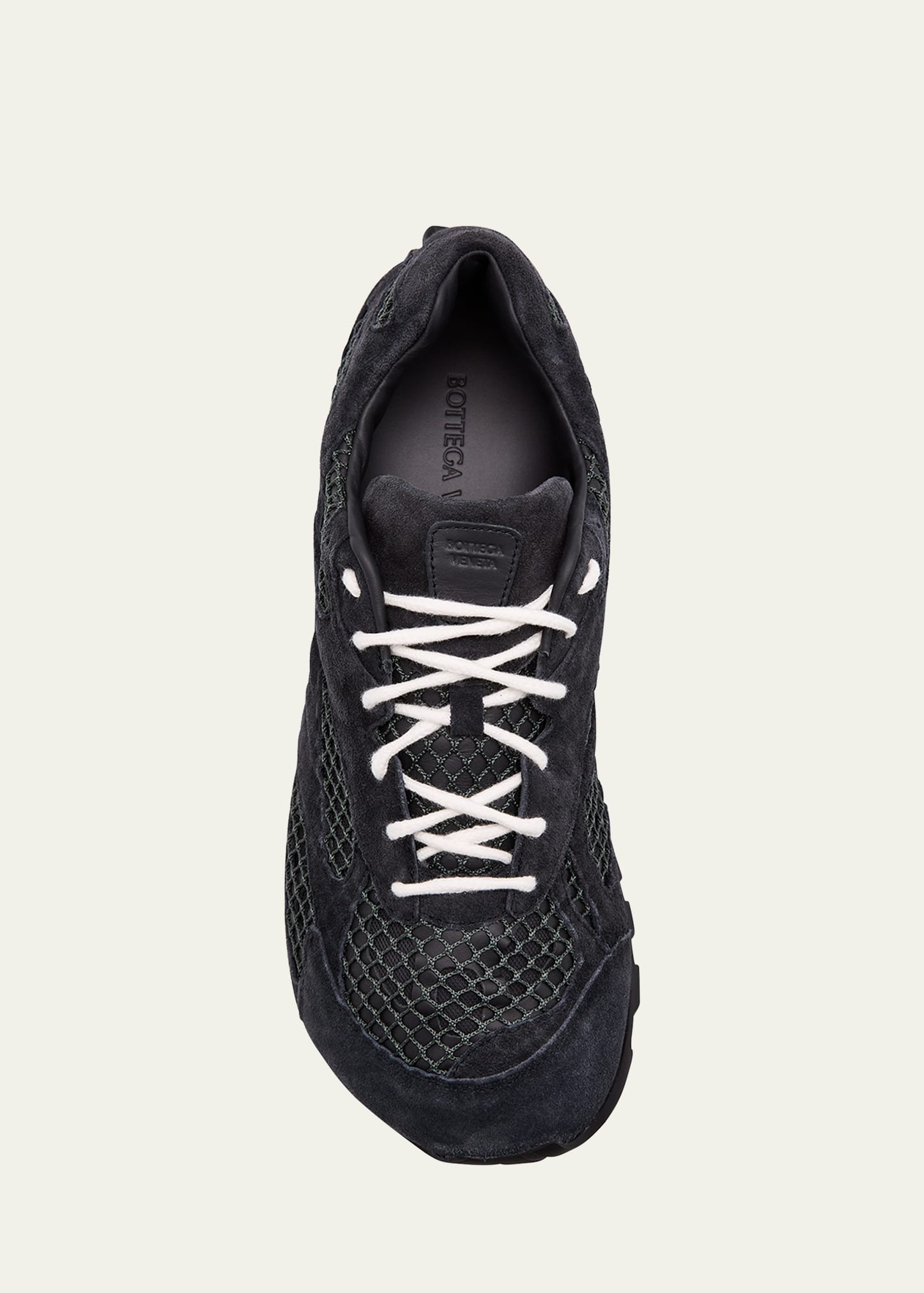 Men's Orbit Aged Leather and Fishnet Runner Sneakers - 5