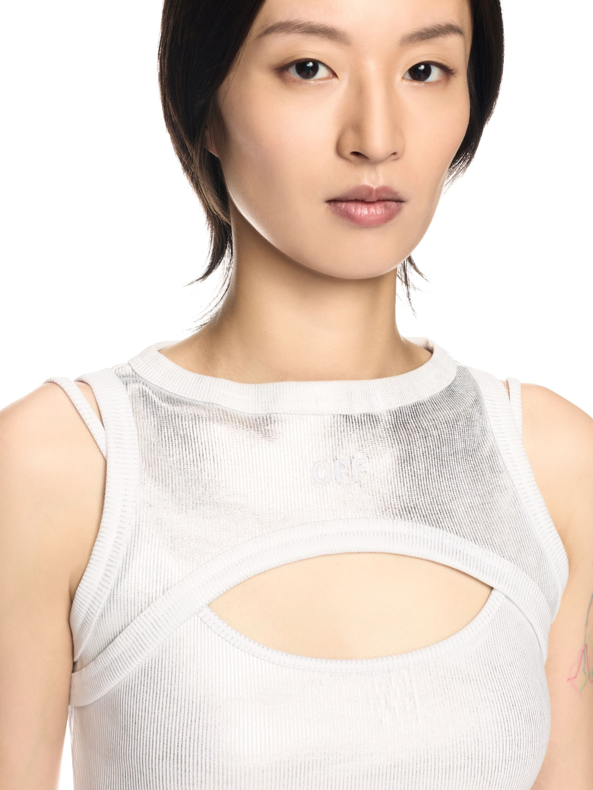 Silver Ribbed Cut-out Dress - 5