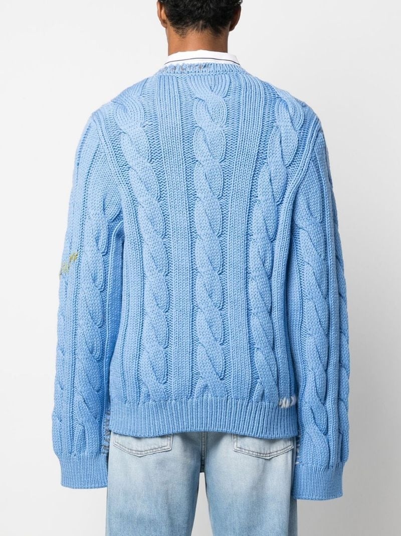 cable-knit virgin wool jumper - 4