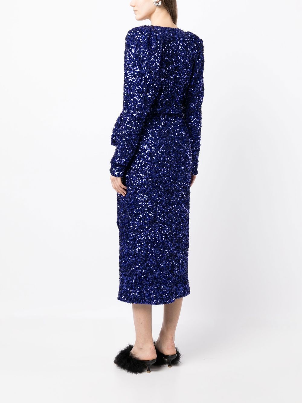 sequin-embellished wrap midi dress - 4