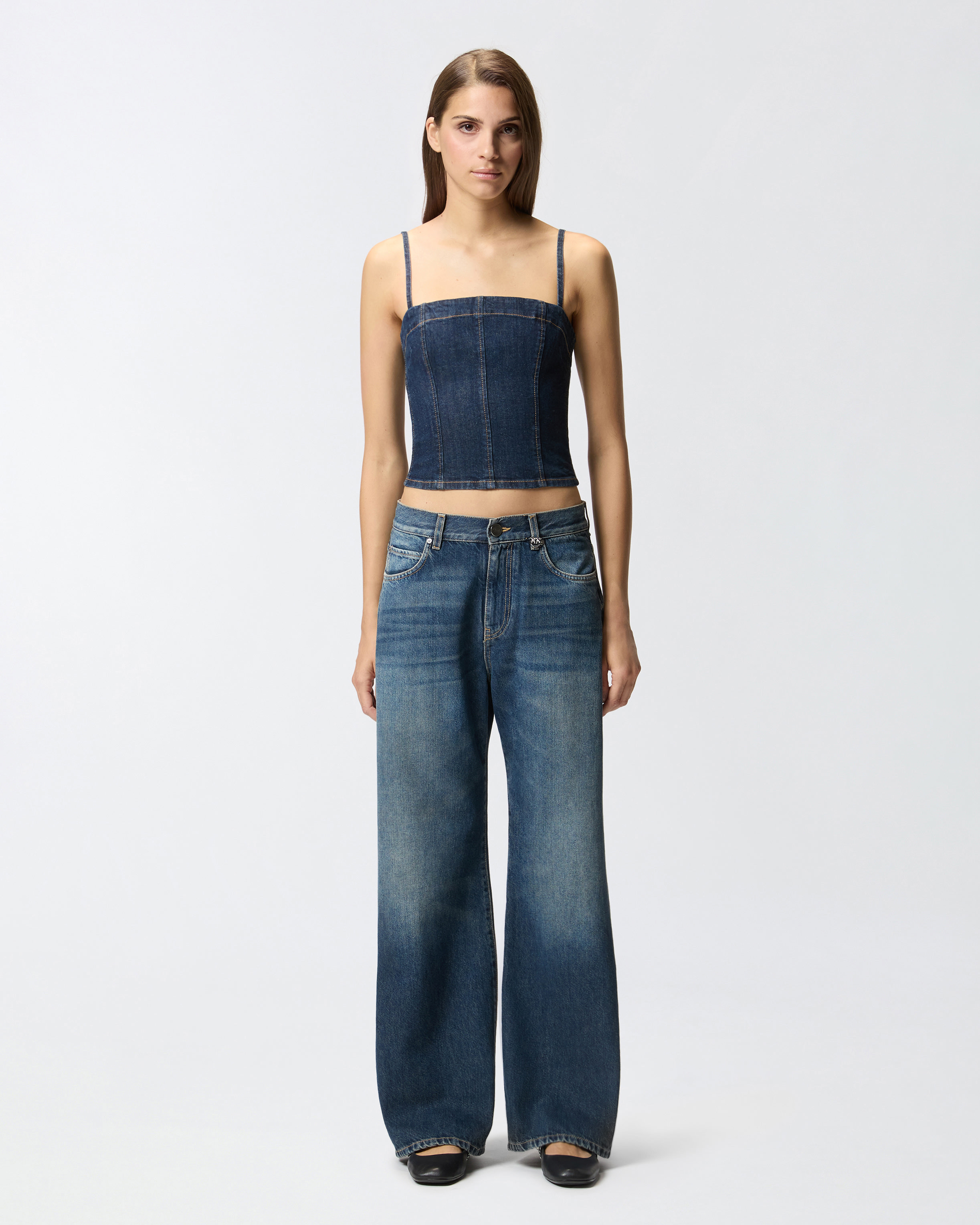 WIDE-LEG SOFT DENIM JEANS - 2